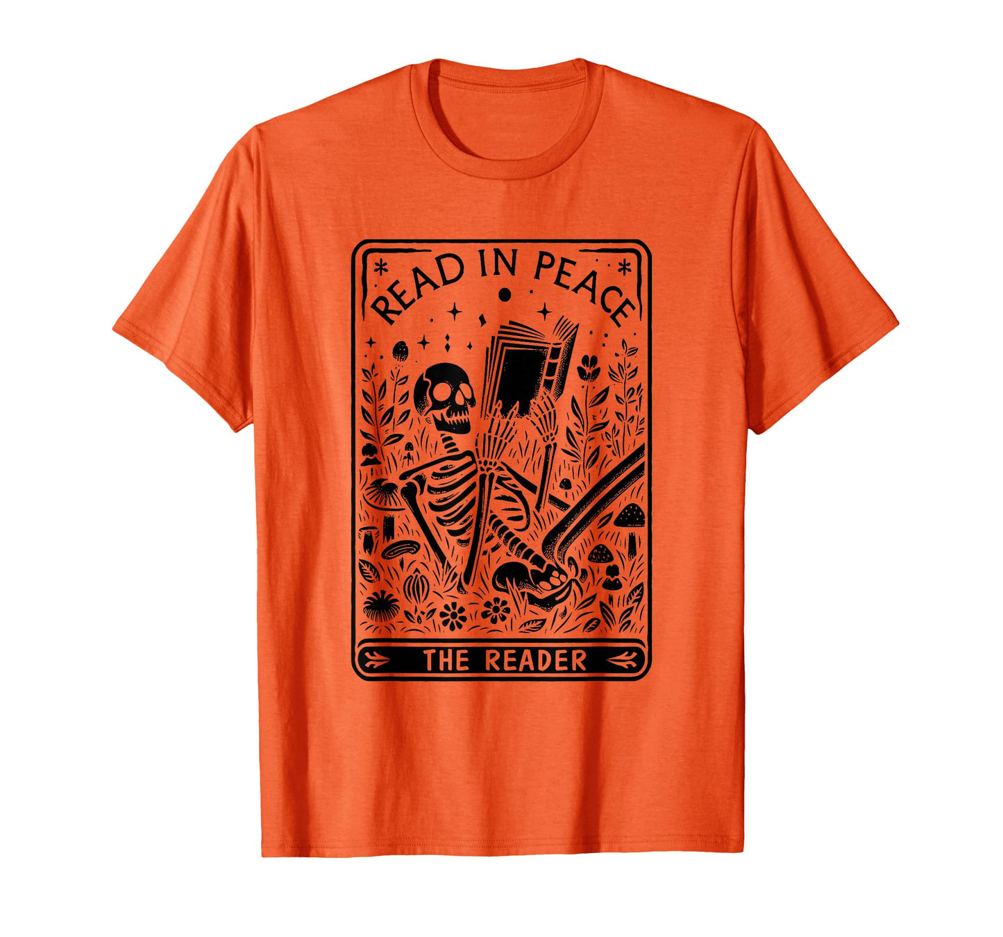 Read in Peace Card Halloween Skeleton Reading Book Reader T-Shirt