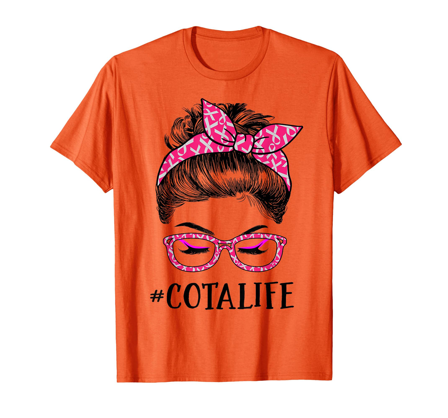 COTA Assistant In October We Wear Pink Messy Bun Cancer T-Shirt