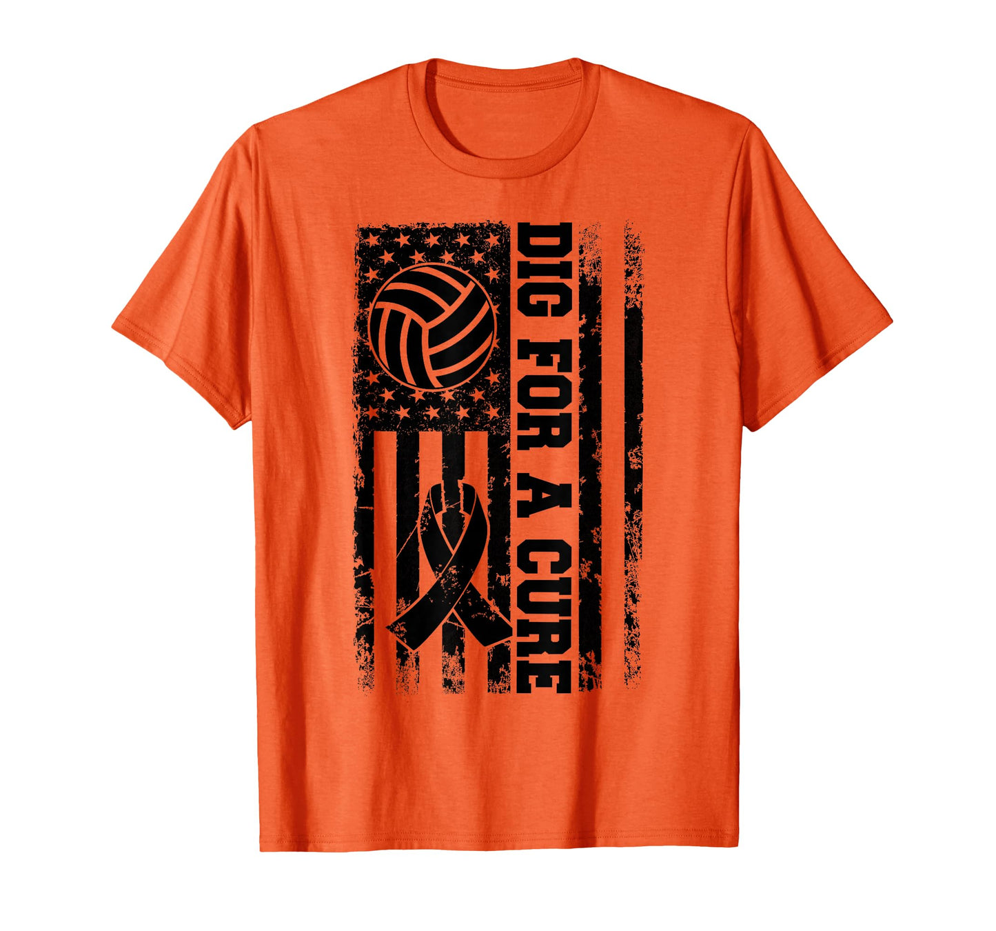 Dig For A Cure Breast Cancer Volleyball Pink American Flag T-Shirt