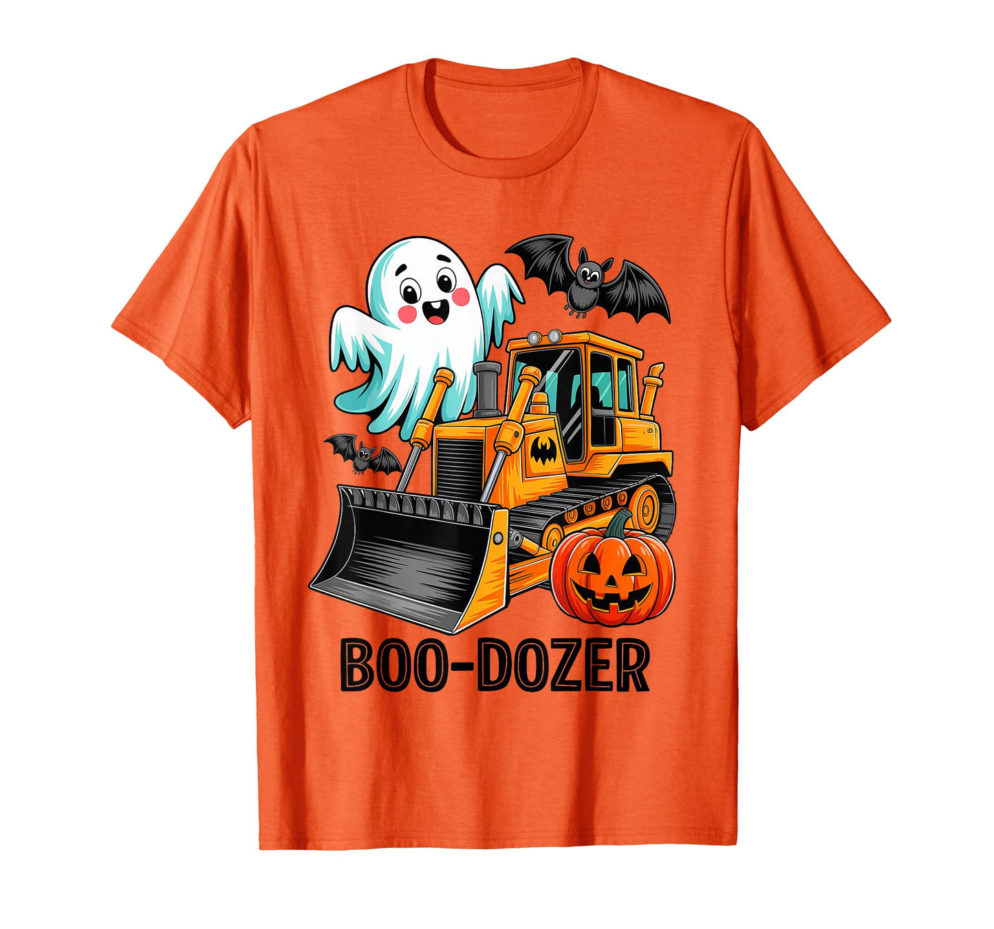 Halloween Bulldozer Construction Trucks Ghost Halloween Kids T-Shirt
