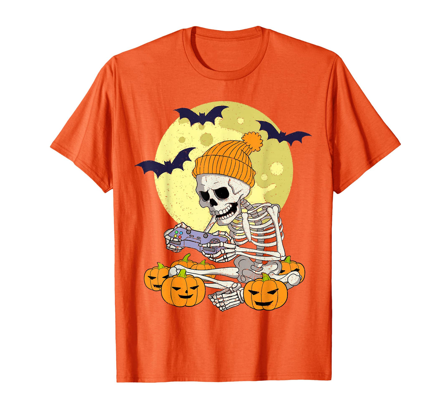 Funny Halloween Skeleton Gamer Video Games Boys Mens Gaming T-Shirt