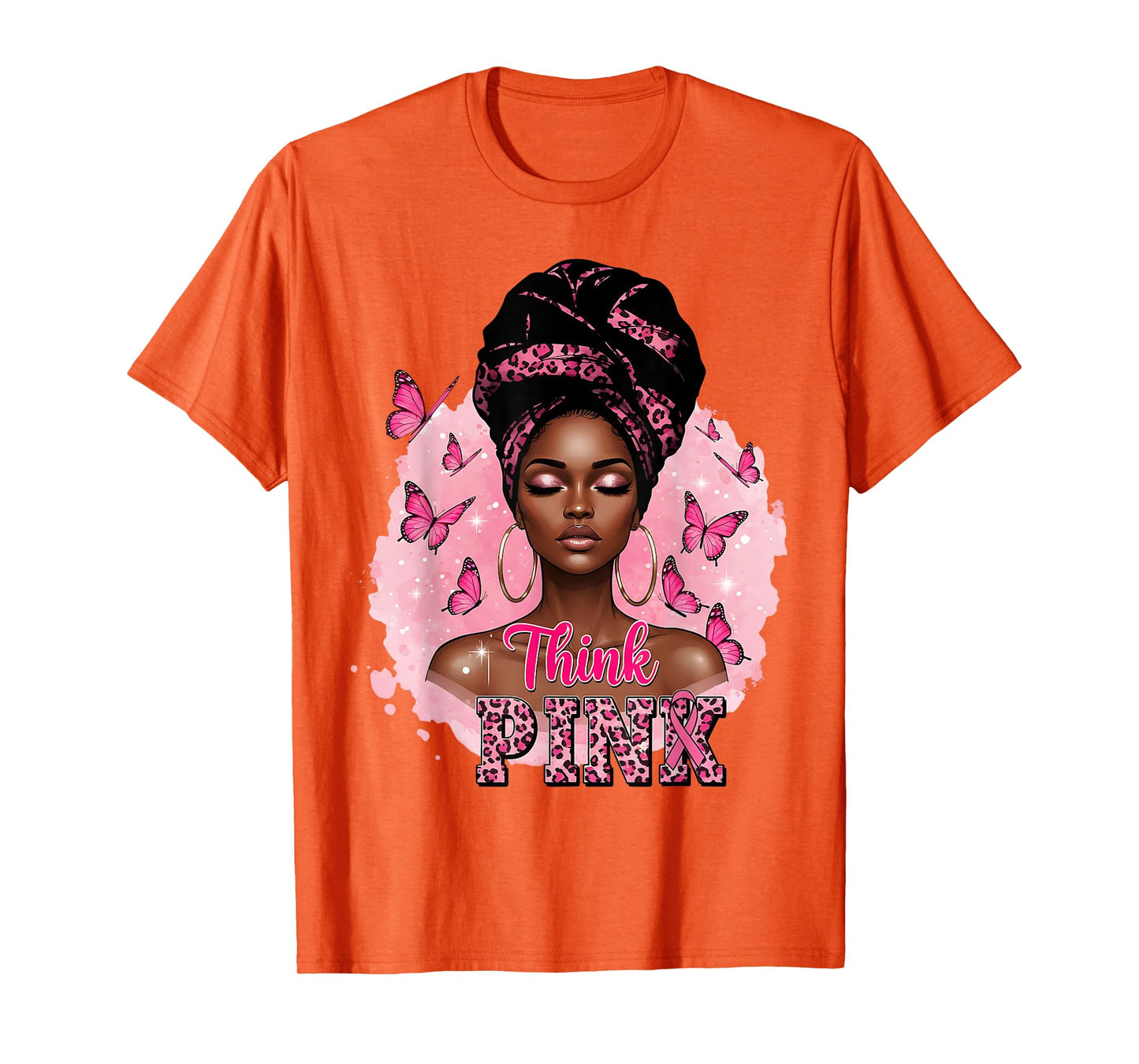 in October We Wear Pink Breast Cancer Think Black Women T-Shirt