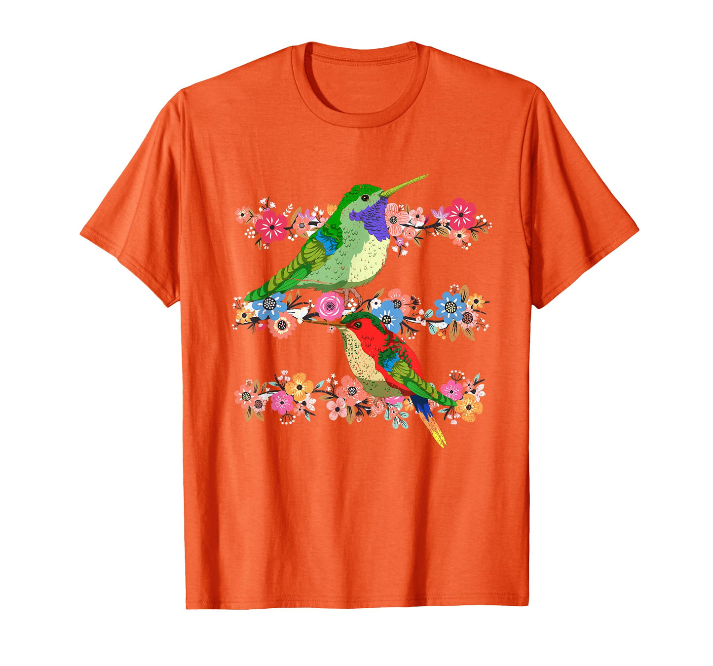 Animal Lover Flowers Pretty Bird Floral Vintage Hummingbird T-Shirt