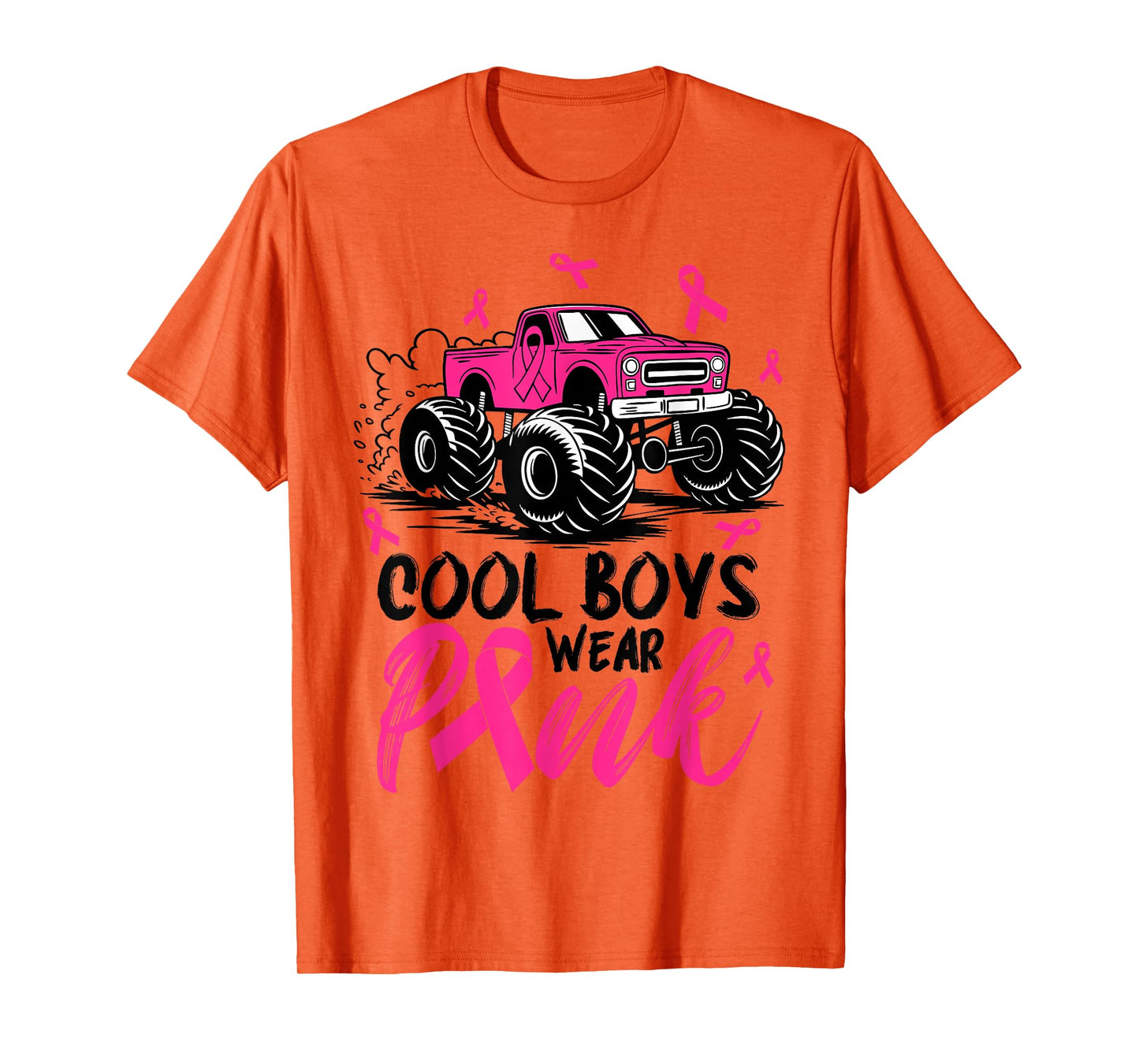 Monster Truck Cool Boys Wear Pink Breast Cancer Awareness T-Shirt