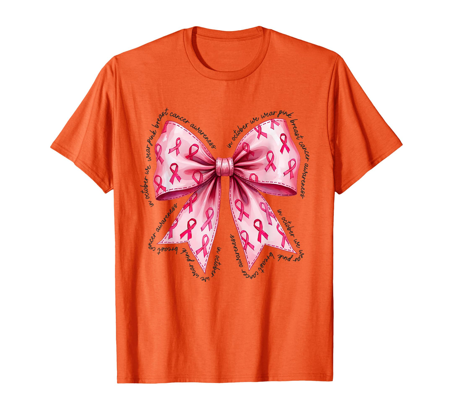 In October We Wear Pink Breast Cancer Awareness Bow Coquette T-Shirt
