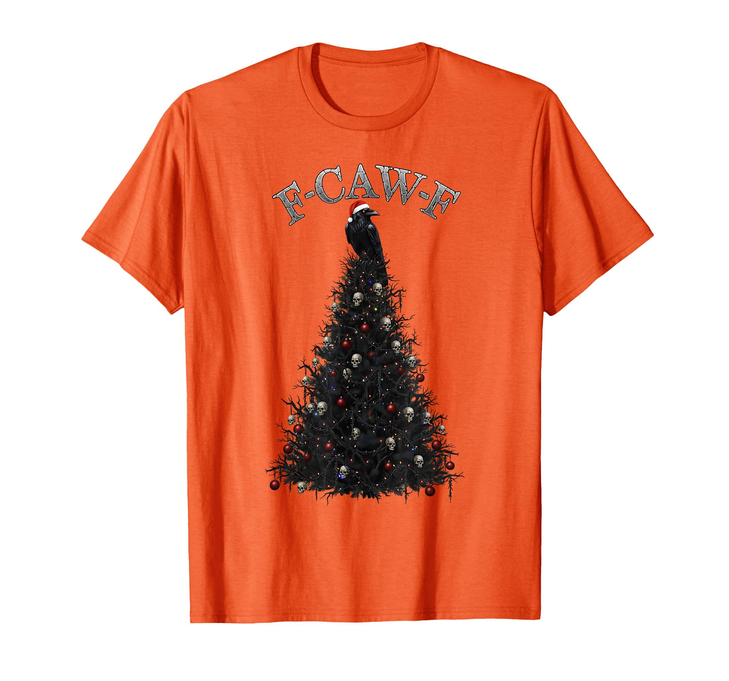 Spooky Gothic Christmas Tree Skulls Raven Santa Hat F-CAW-F T-Shirt