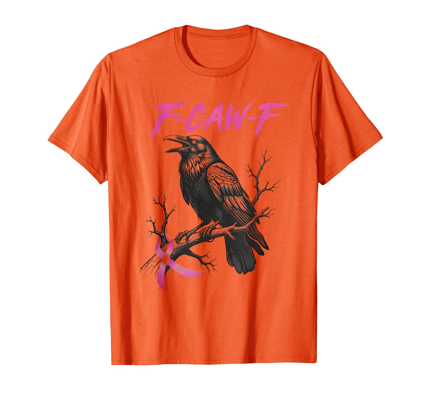 F Caw F Breast Cancer Awareness Funny Halloween Raven T-Shirt