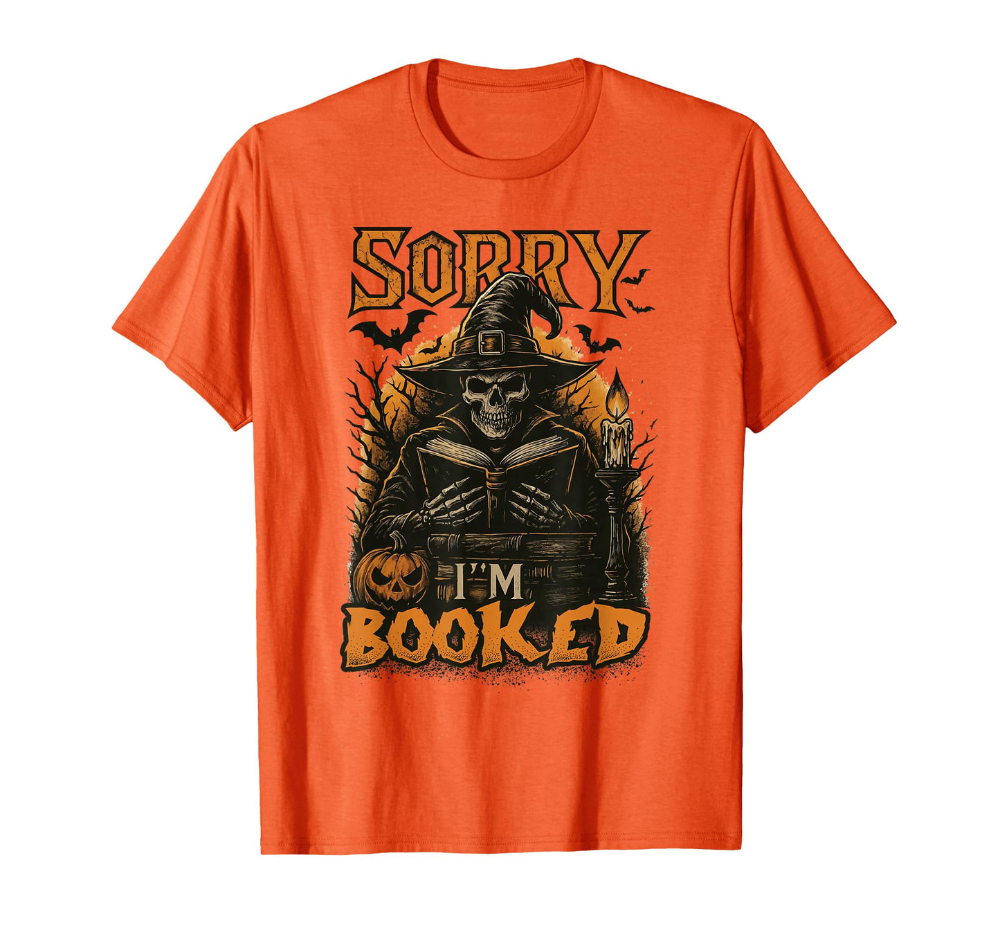 Halloween I'm Booked Spooky Book Lover Skeleton T-Shirt