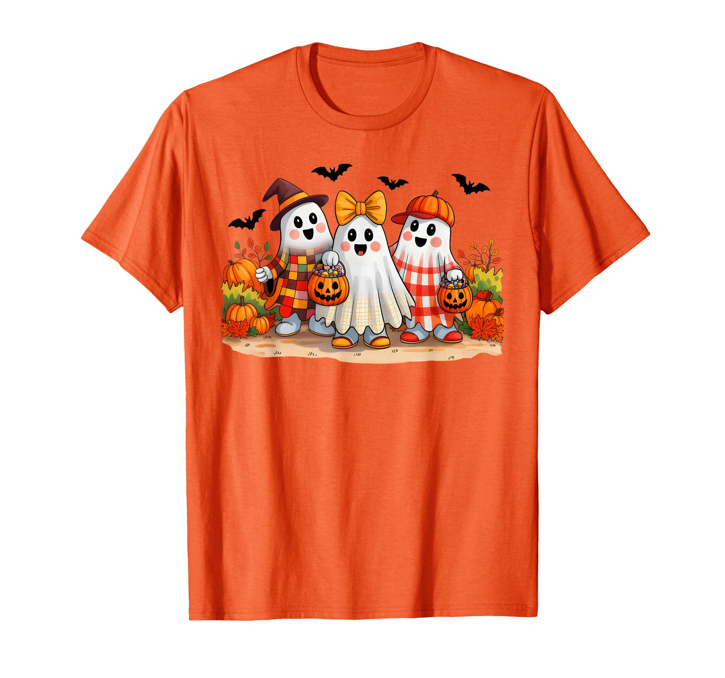 Ghost Halloween Costume Spooky Season Floral Ghost Pumpkin T-Shirt