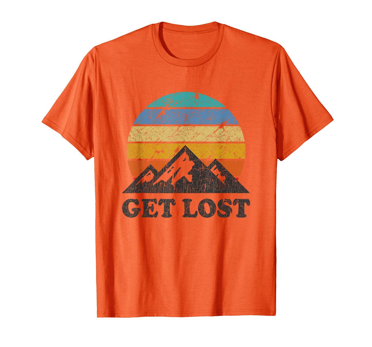 Vintage Car Hiking - Retro Sunset Mountain Walker T-Shirt