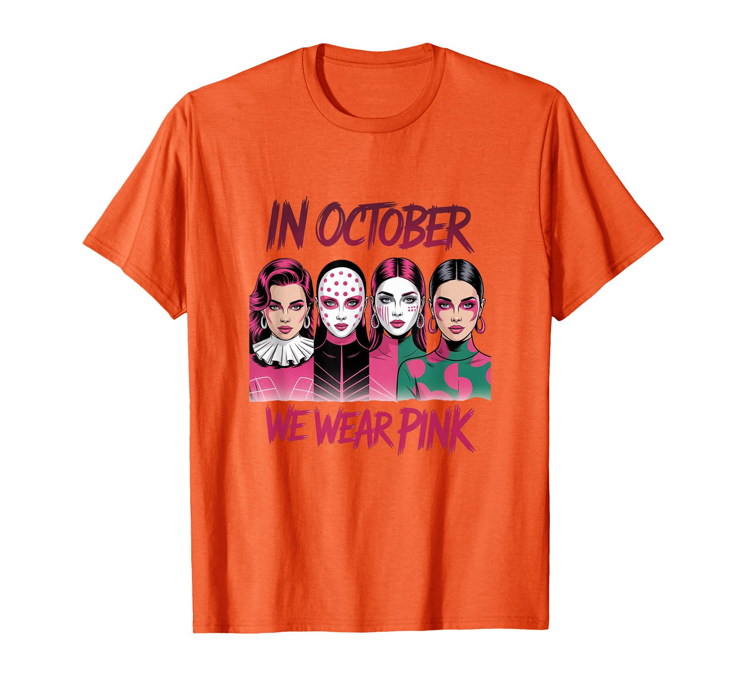 in October We Wear Pink - Witch & Ghost Halloween Apparel T-Shirt