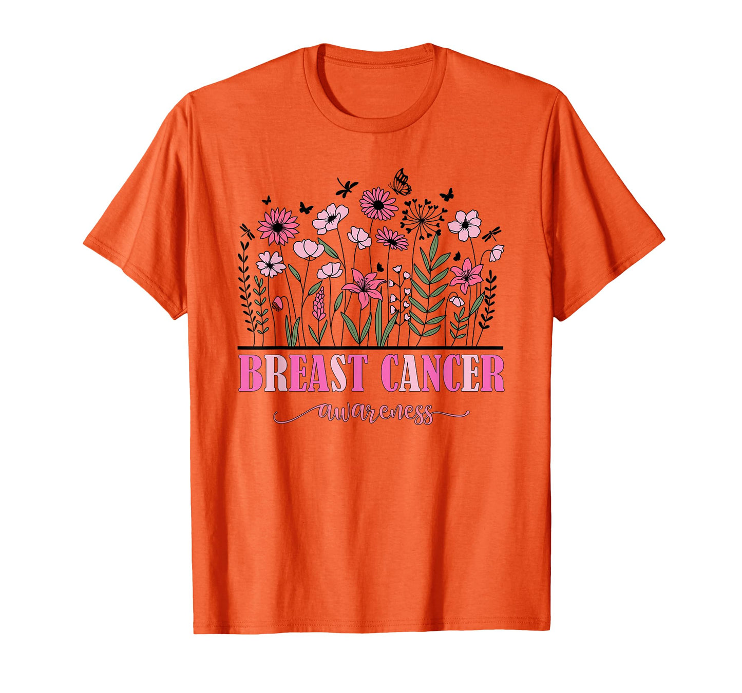 Flowers Breast Cancer Awareness Women Cancer Survivor T-Shirt