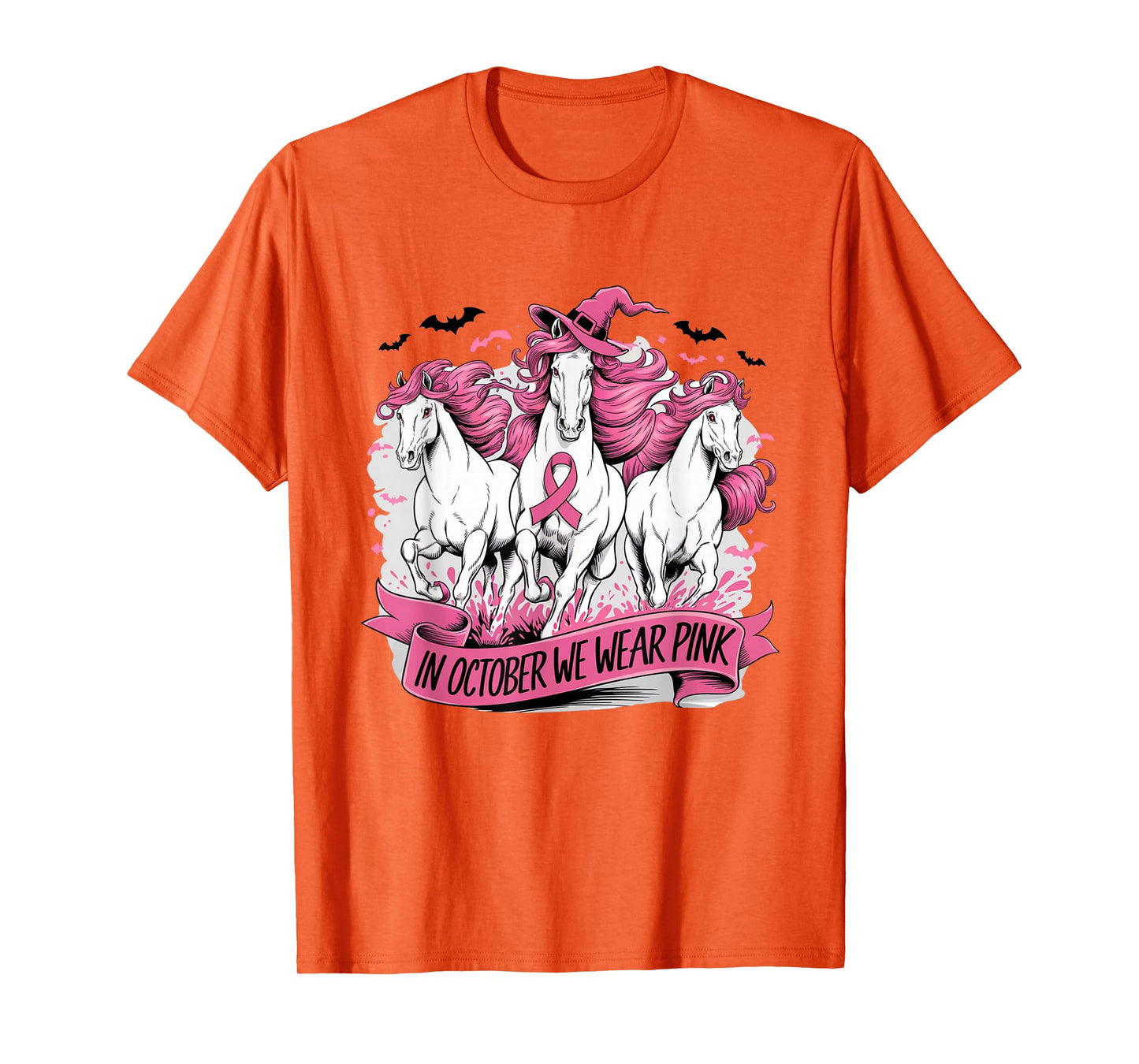in October We Wear Pink Breast Cancer Awareness Horse Lovers T-Shirt
