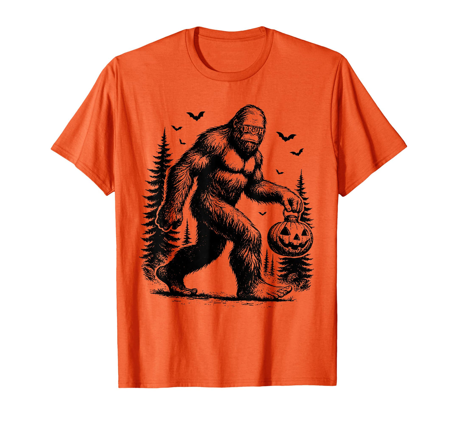 Bruh Spooky Halloween Bigfoot Pumpkin Costume Men Women T-Shirt
