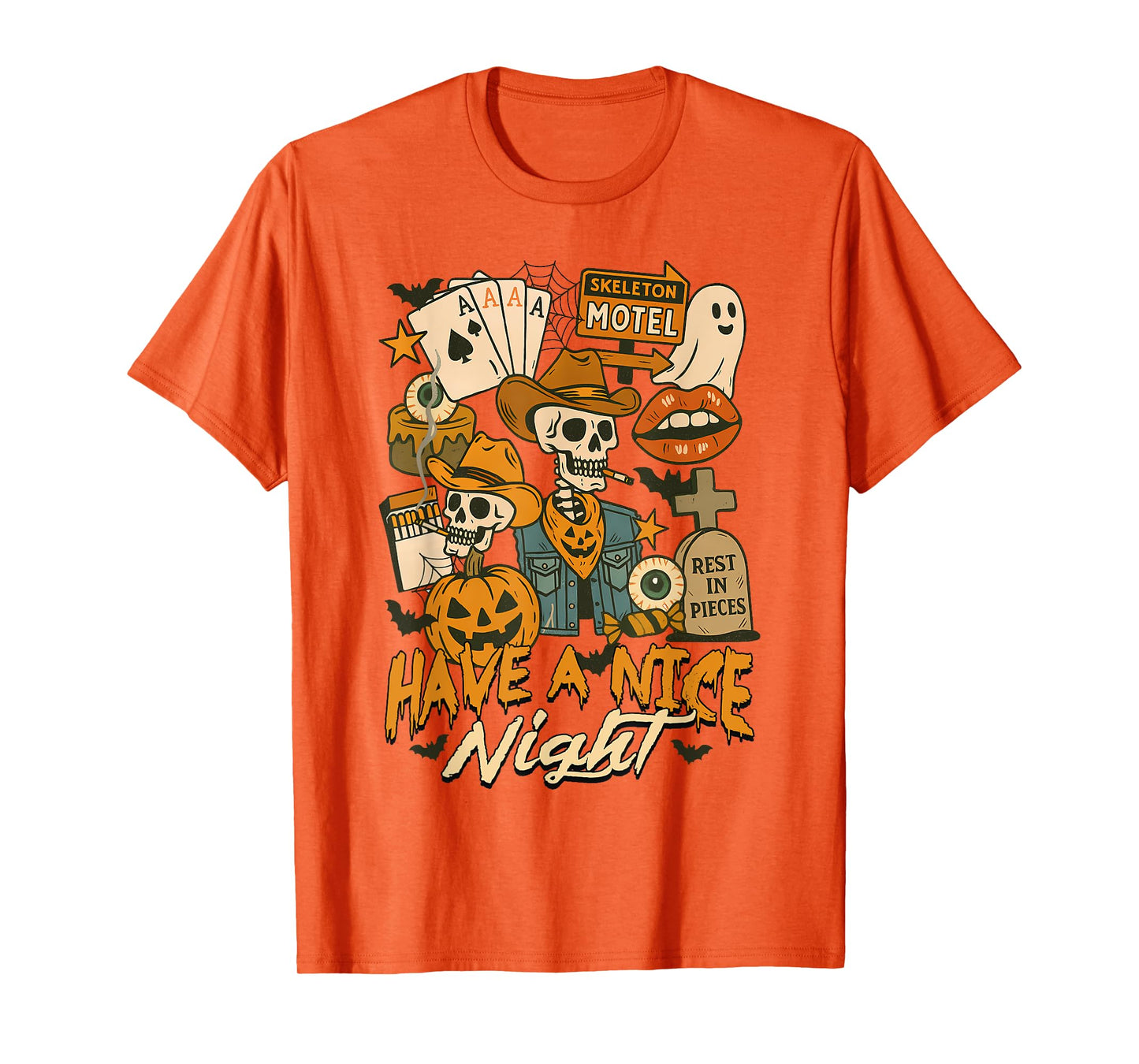 Halloween Vibes Spooky Skeleton Motel Have A Nice Night T-Shirt