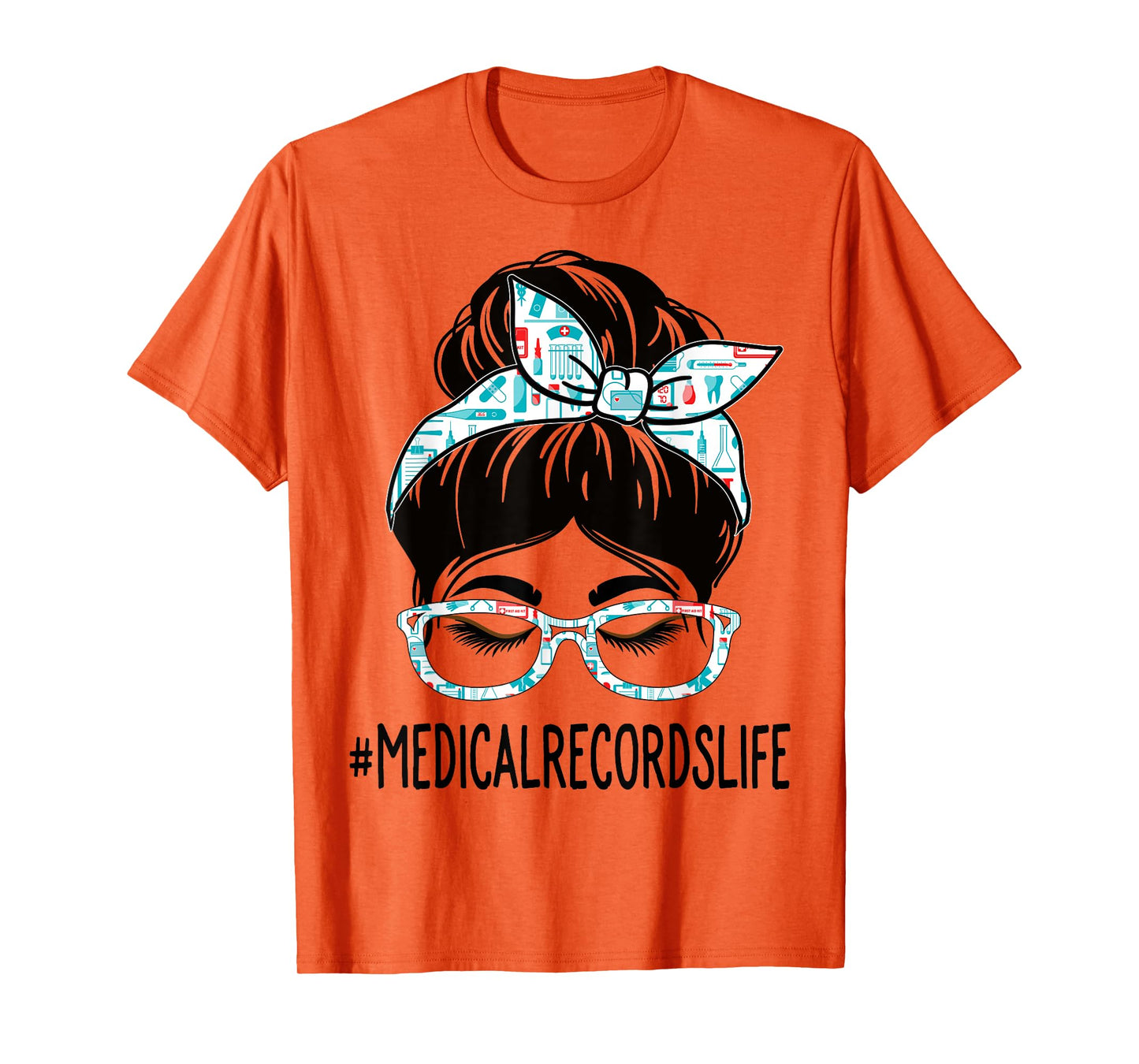 Medical Records Week Appreciation Women Messy Bun For Work T-Shirt