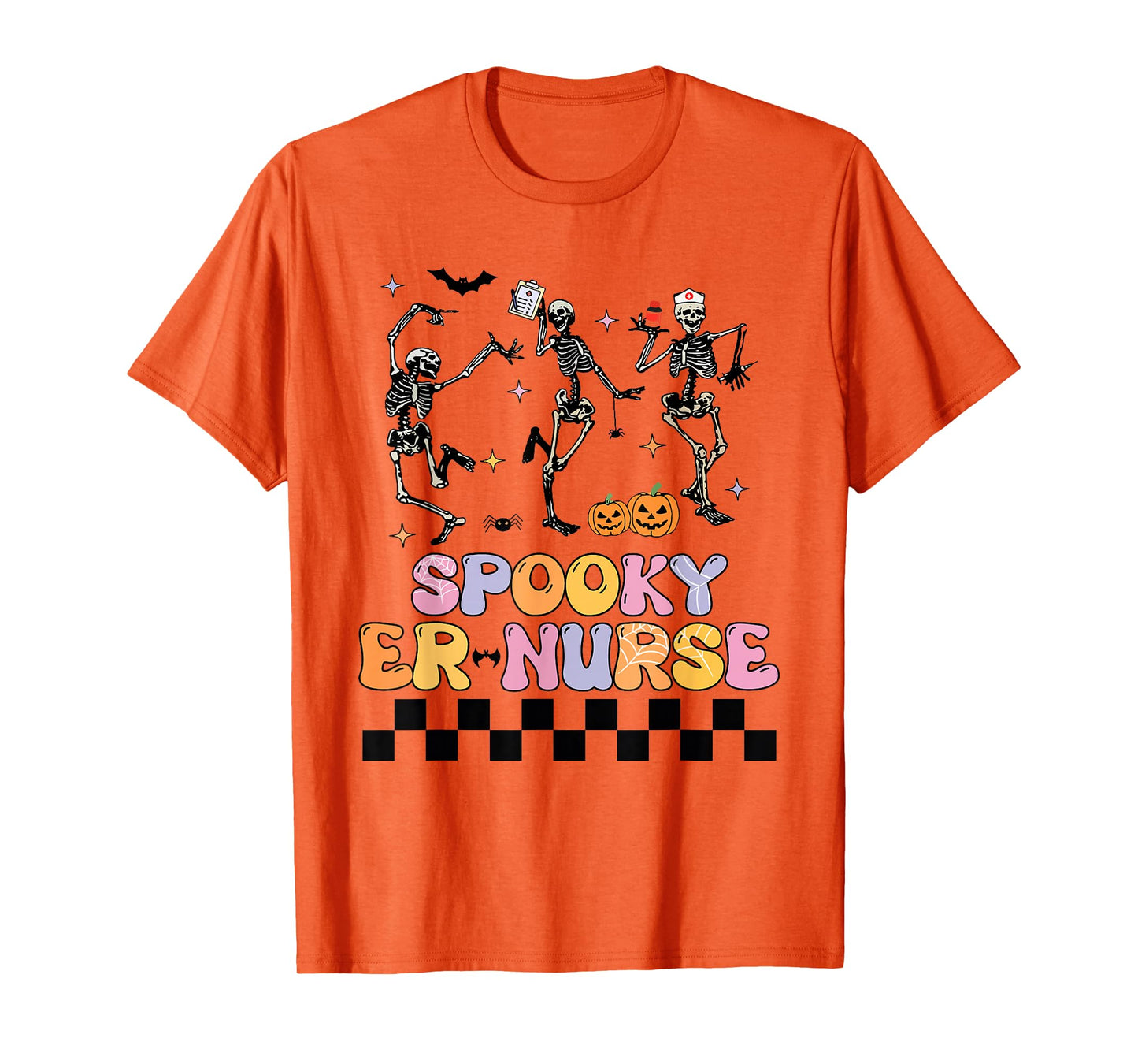 Spooky ER Nurse Skeleton Halloween Costume T-Shirt