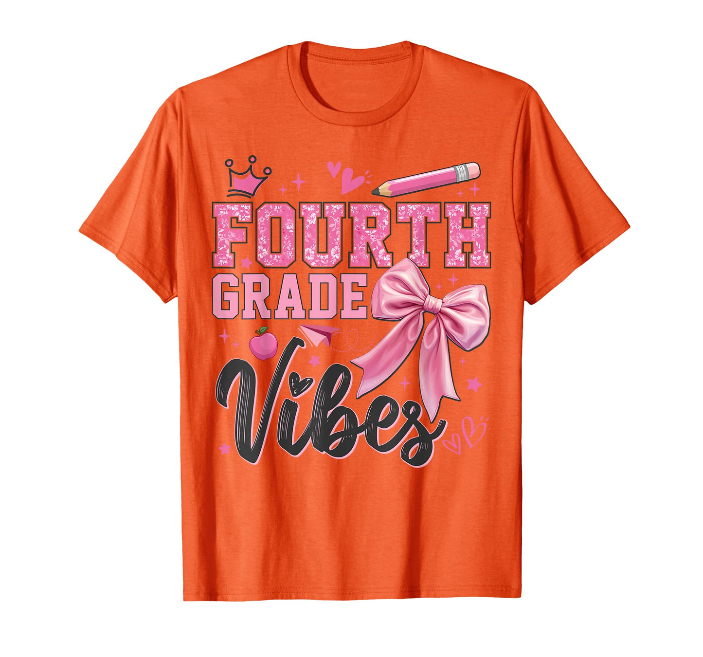 4th Fourth Grade Vibes Back To School Coquette Teacher Girl T-Shirt
