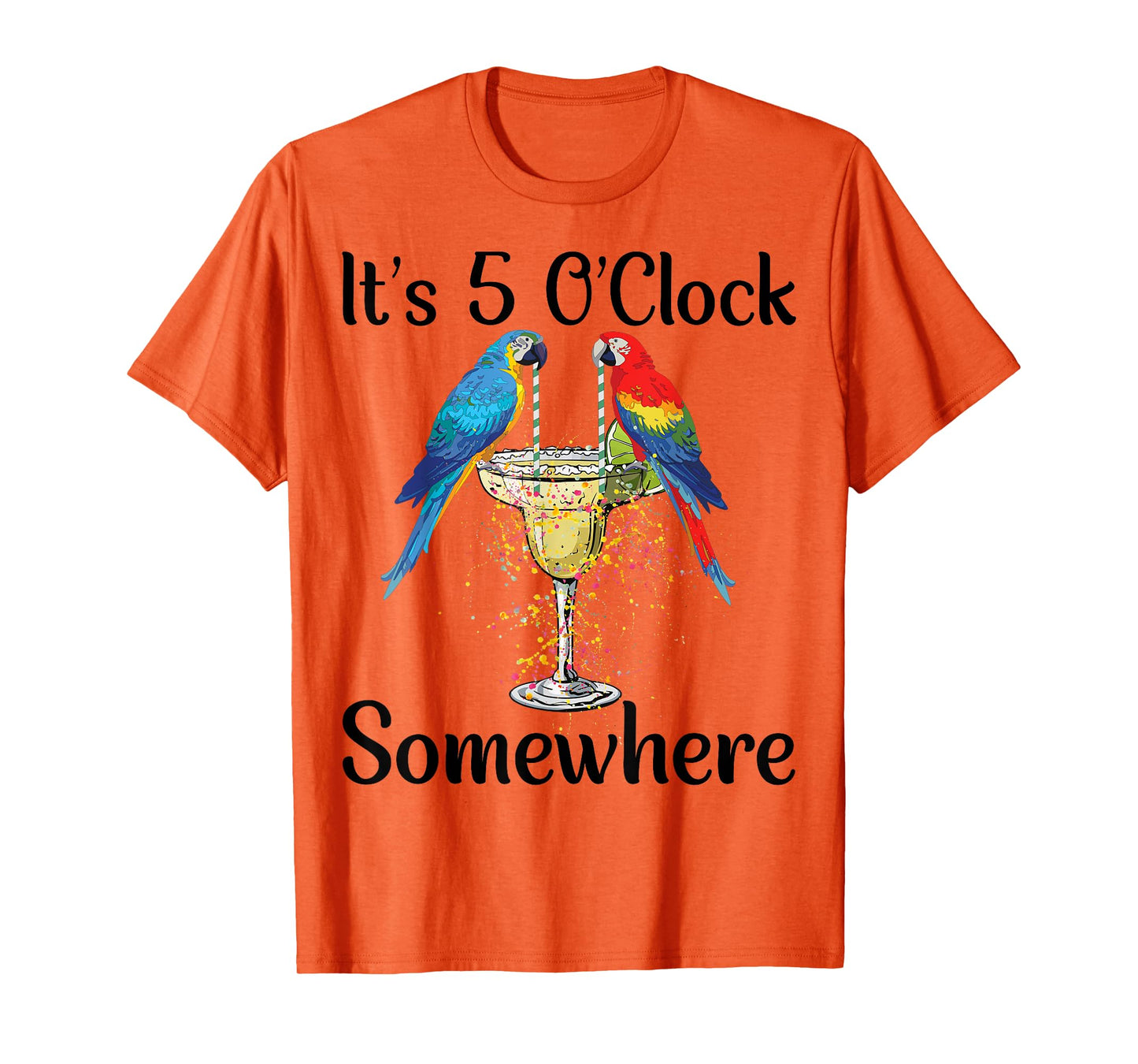 Women 5 Oclock Somewhere Hawaiian Shirt Parrots Margarita T-Shirt