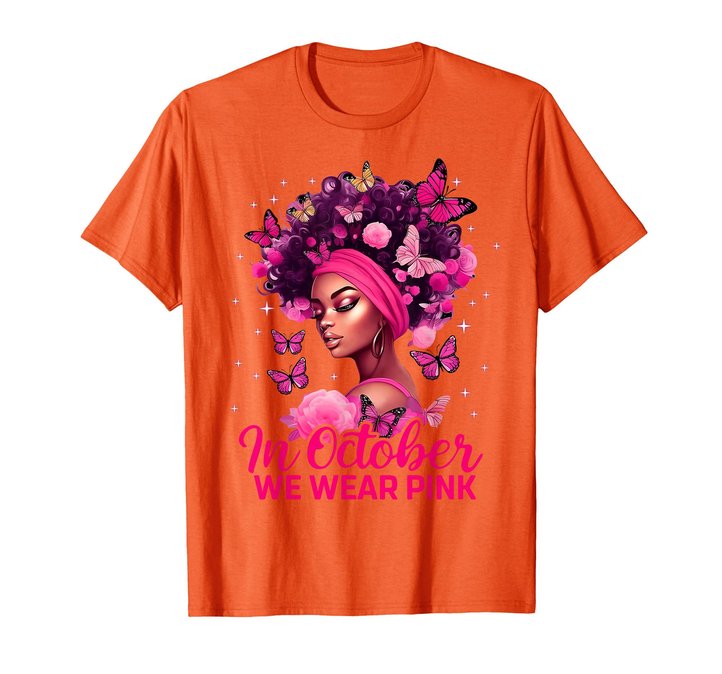 in October We Wear Pink Black Women Breast Cancer Awareness T-Shirt