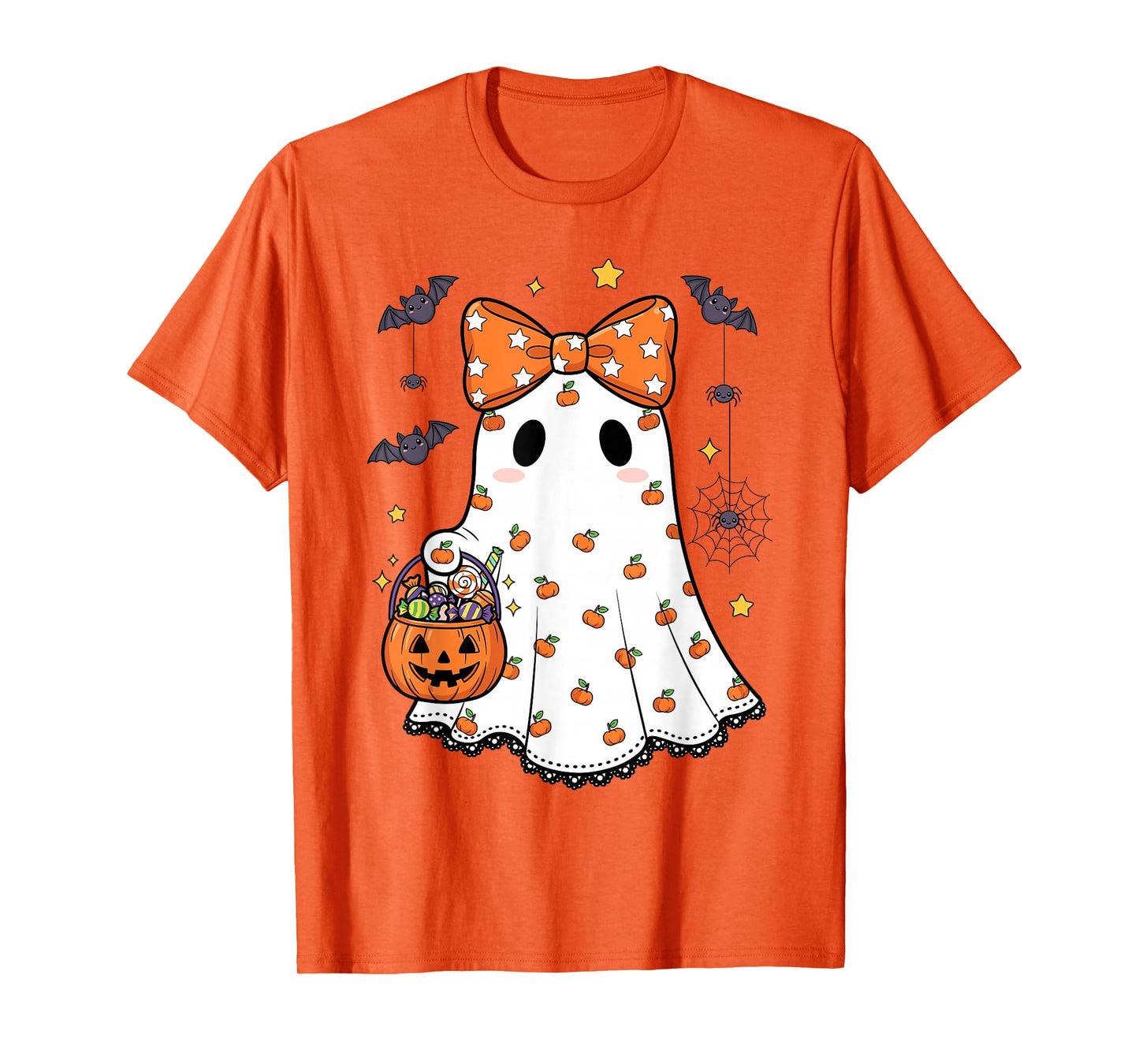 Cute Ghost with Bow Boo Halloween Costume Toddler Girl Women T-Shirt