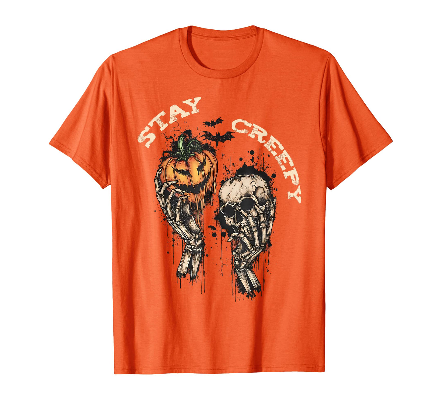 Stay Creepy Dripping Heart Halloween Skeleton Hand Spooky T-Shirt