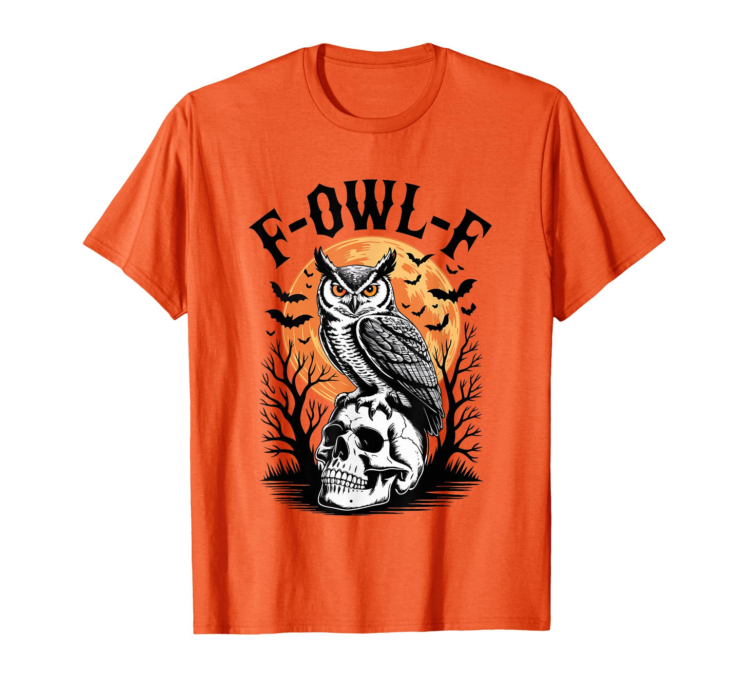 F-OWL-F Owl Halloween Pun Spooky Moon Gothic OWL F-CAW-F T-Shirt