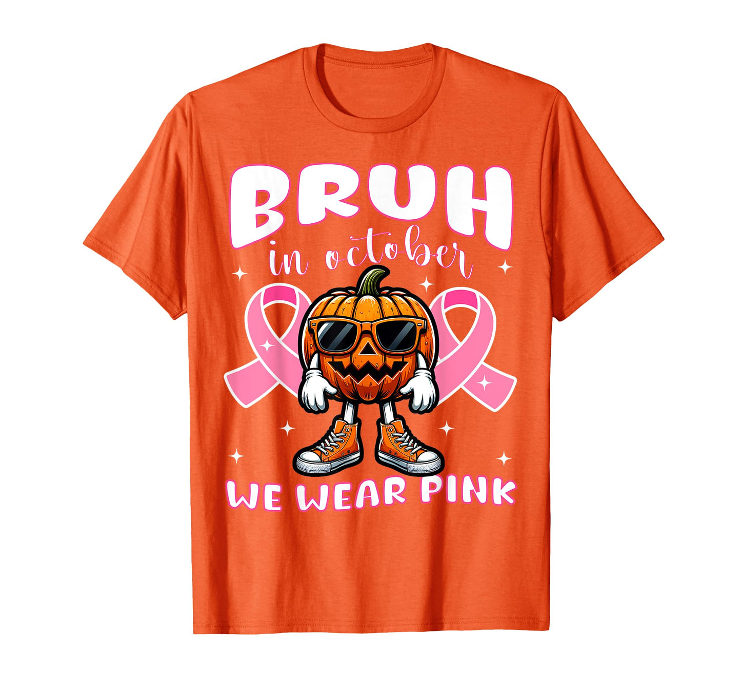 Breast Cancer Awareness For Girls Boys Kid Halloween Pumpkin T-Shirt