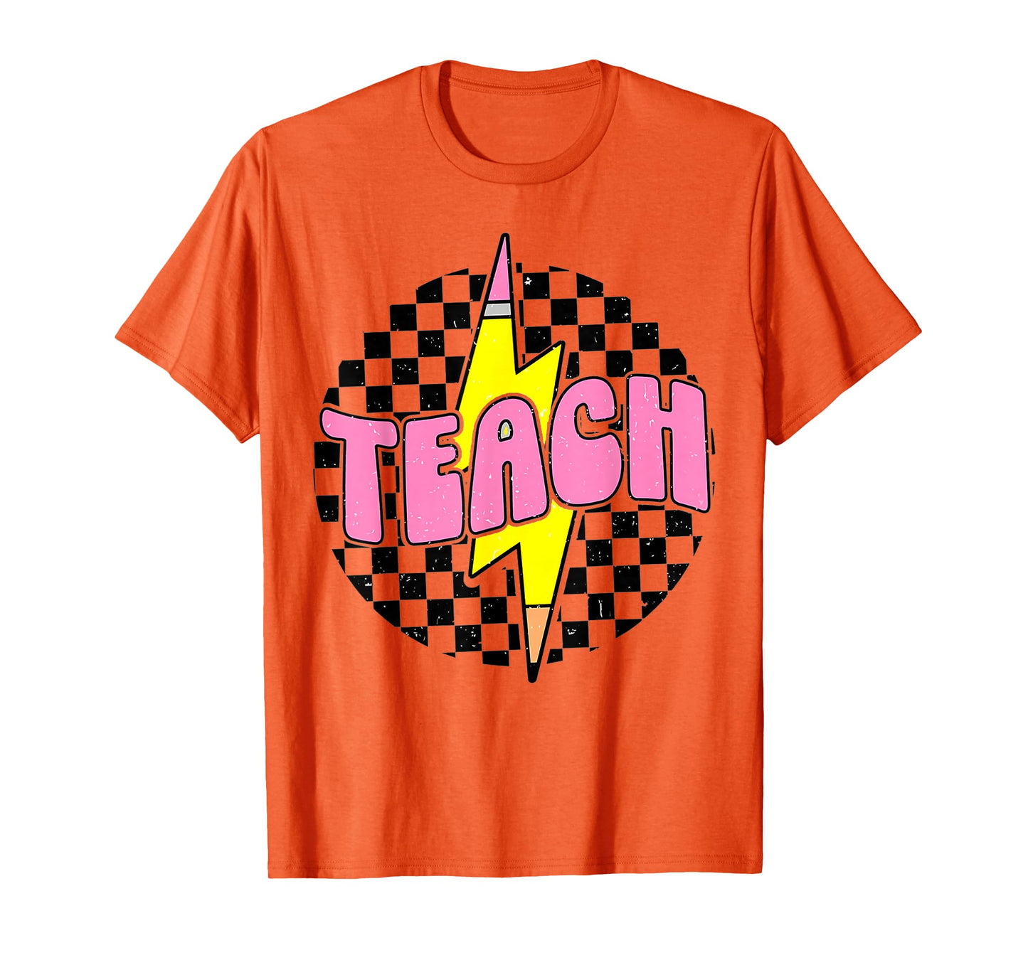 Teach Pencil Lightning Bolt Retro Back To School for Teacher T-Shirt
