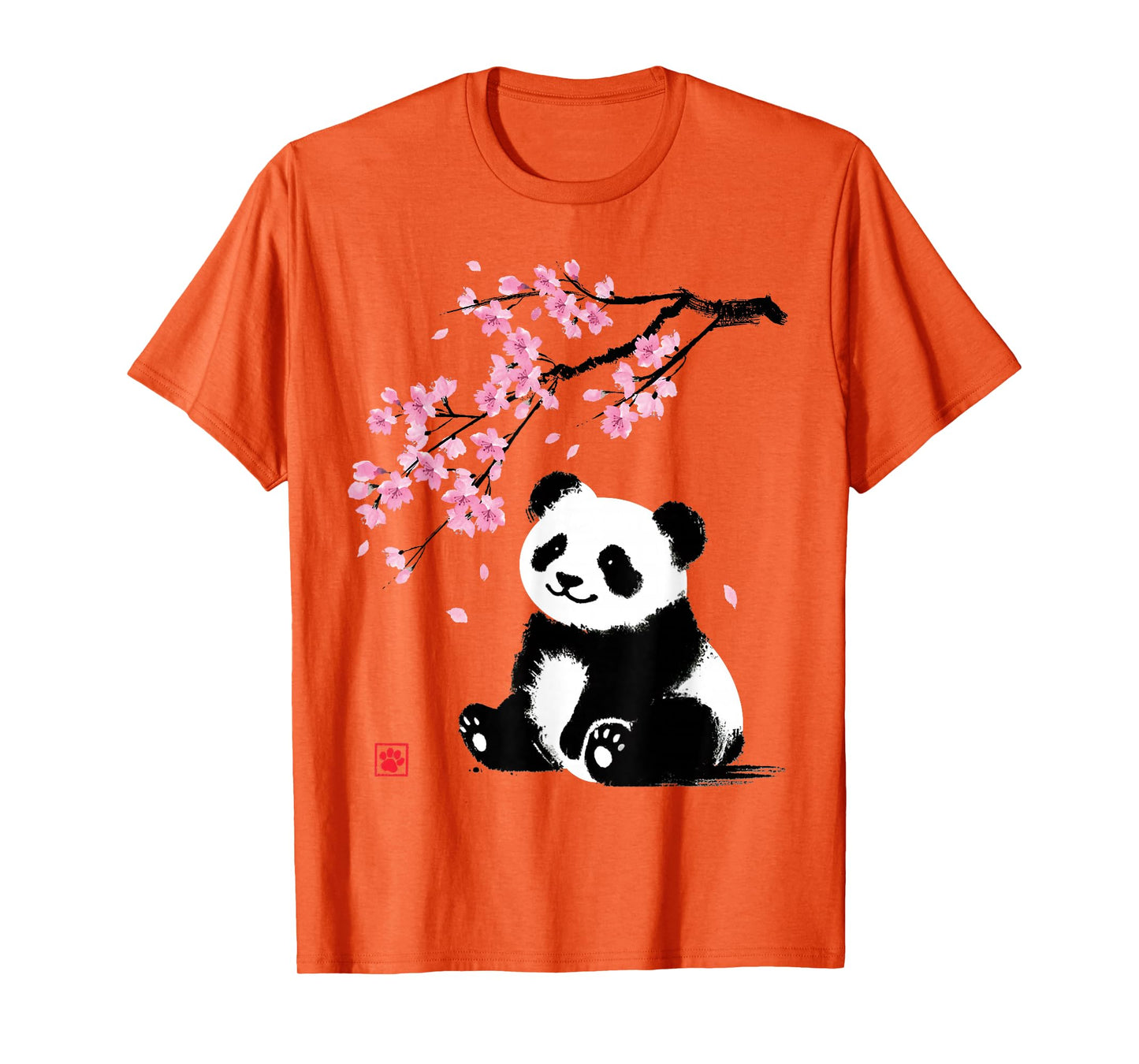 Japanese Panda Sakura Cherry Blossoms Sumi-e Aesthetic T-Shirt