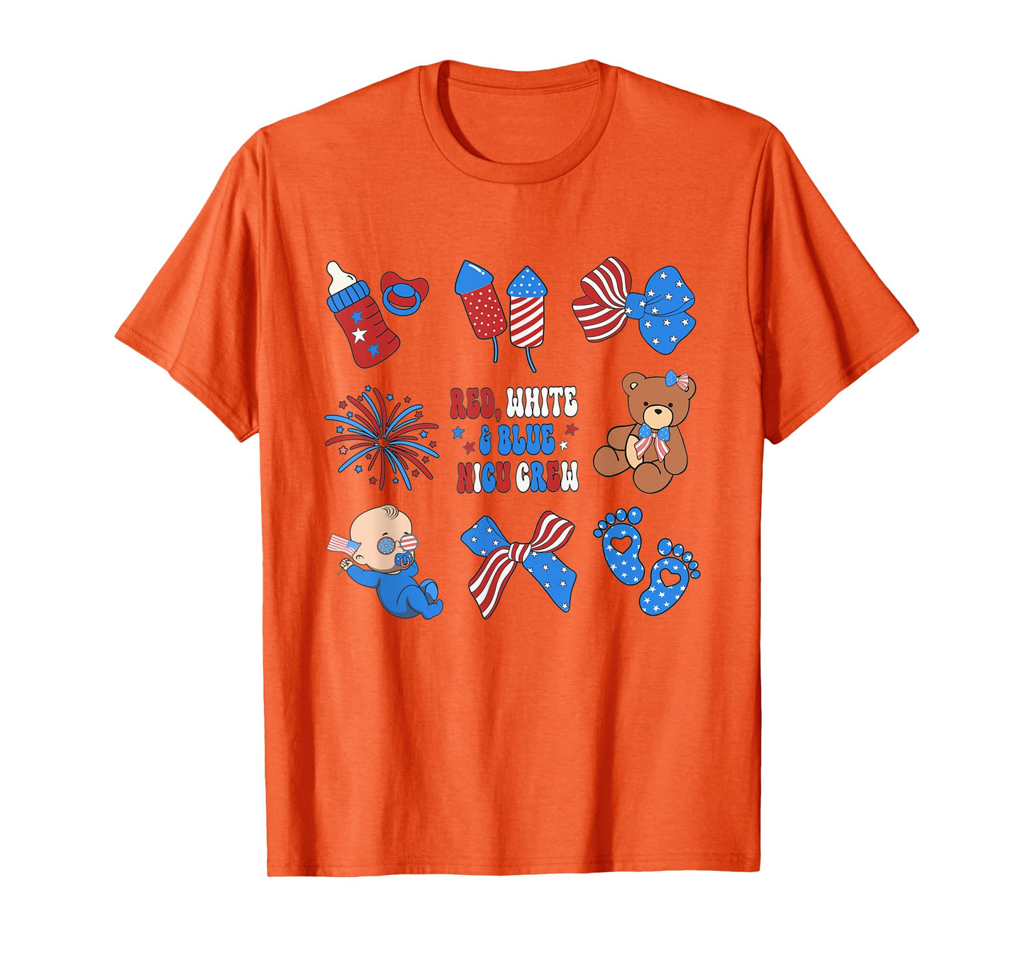 Red, White & Blue NICU Crew Work 4th of July NICU Nurse T-Shirt