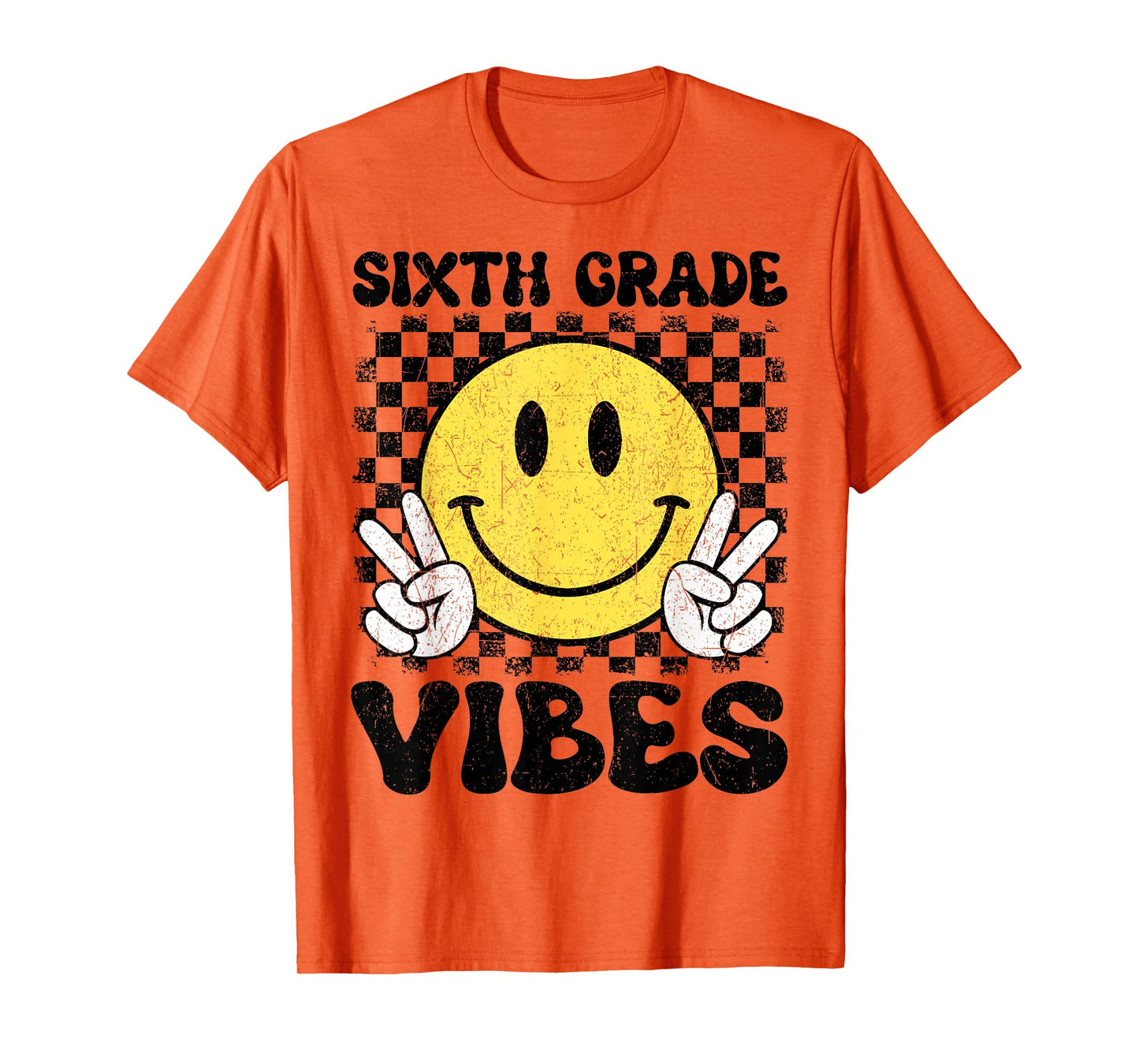 6th Sixth Grade Vibes Kids Boys Back To School Checkered T-Shirt