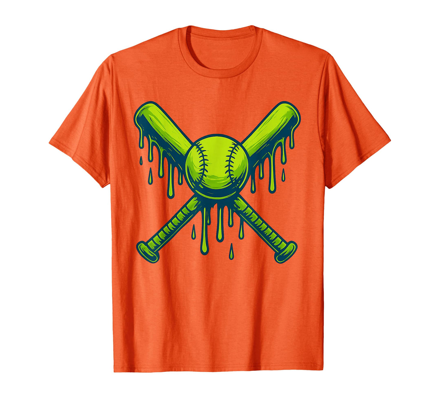 Baseball ice Cream drip Boys Green Ice Cream Drip Baseball T-Shirt