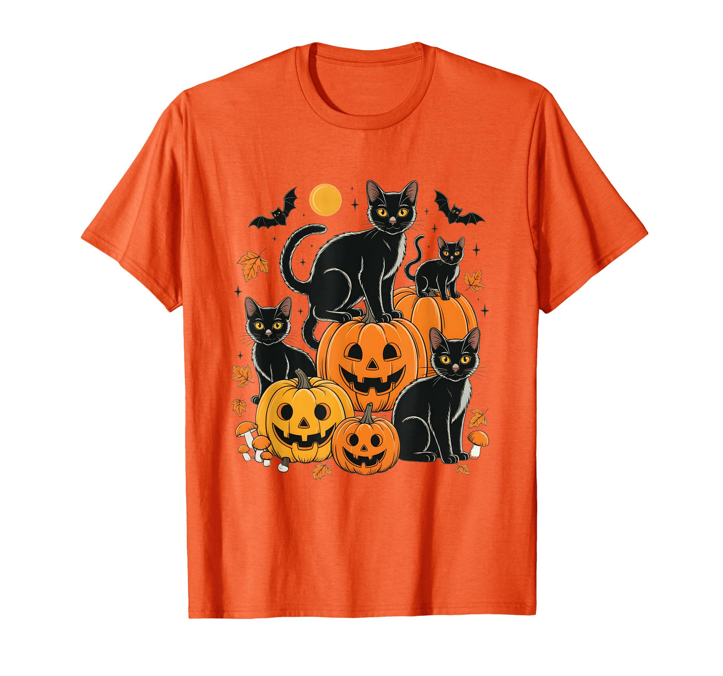 Black Cats and Pumpkins Halloween - Cute Spooky Cat Lover T-Shirt