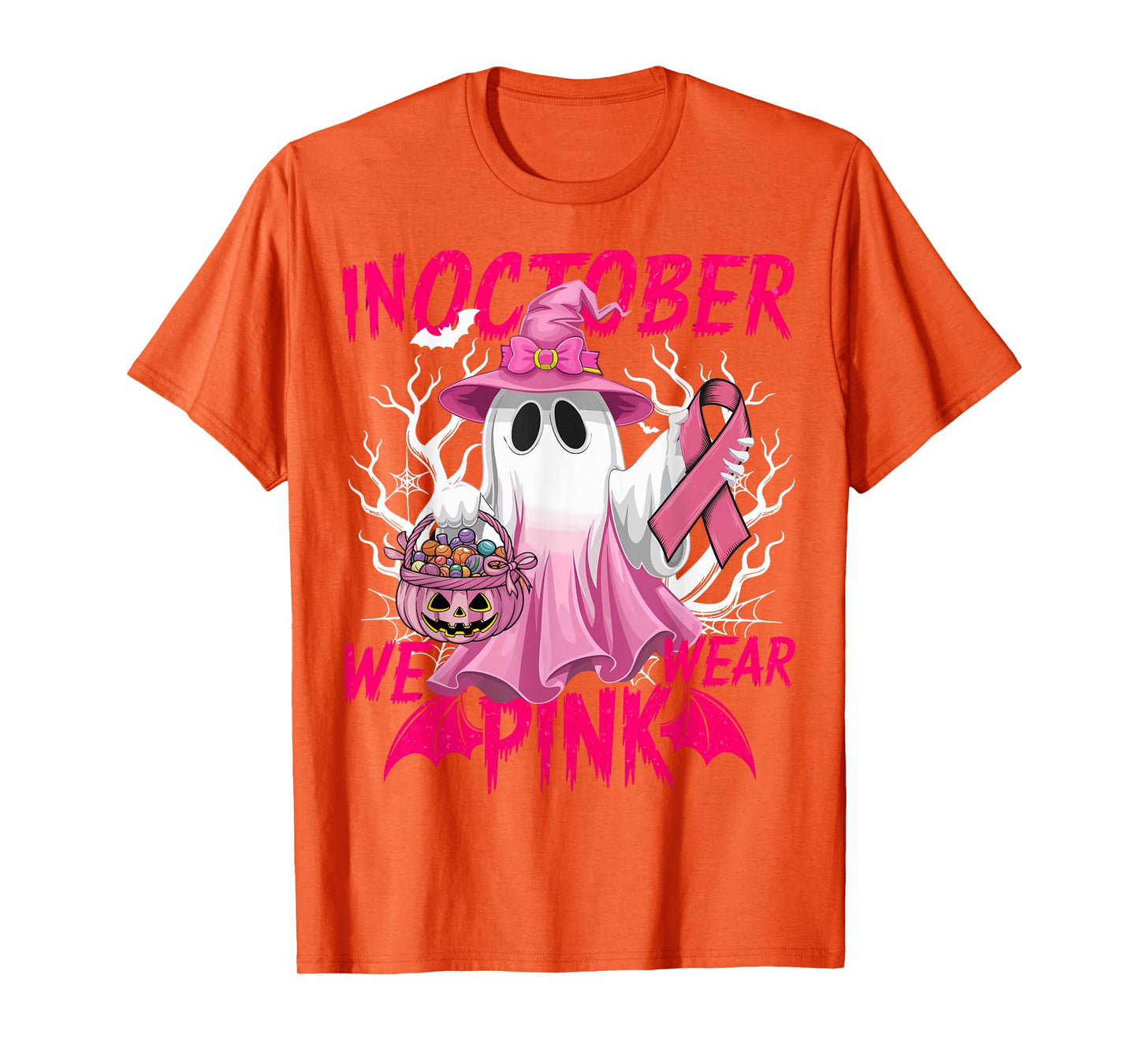 In October We Wear Pink Shirt Breast Cancer Awareness Ghost T-Shirt