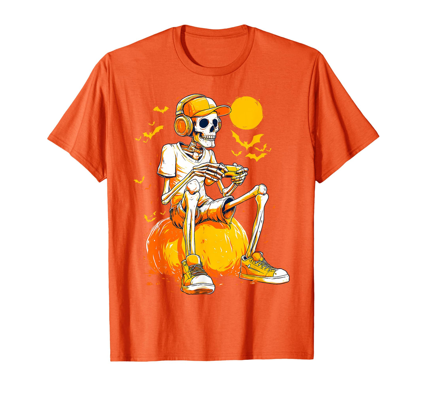 Bruh Halloween Boys Kids Gamer Mens Skeleton Video Gaming T-Shirt