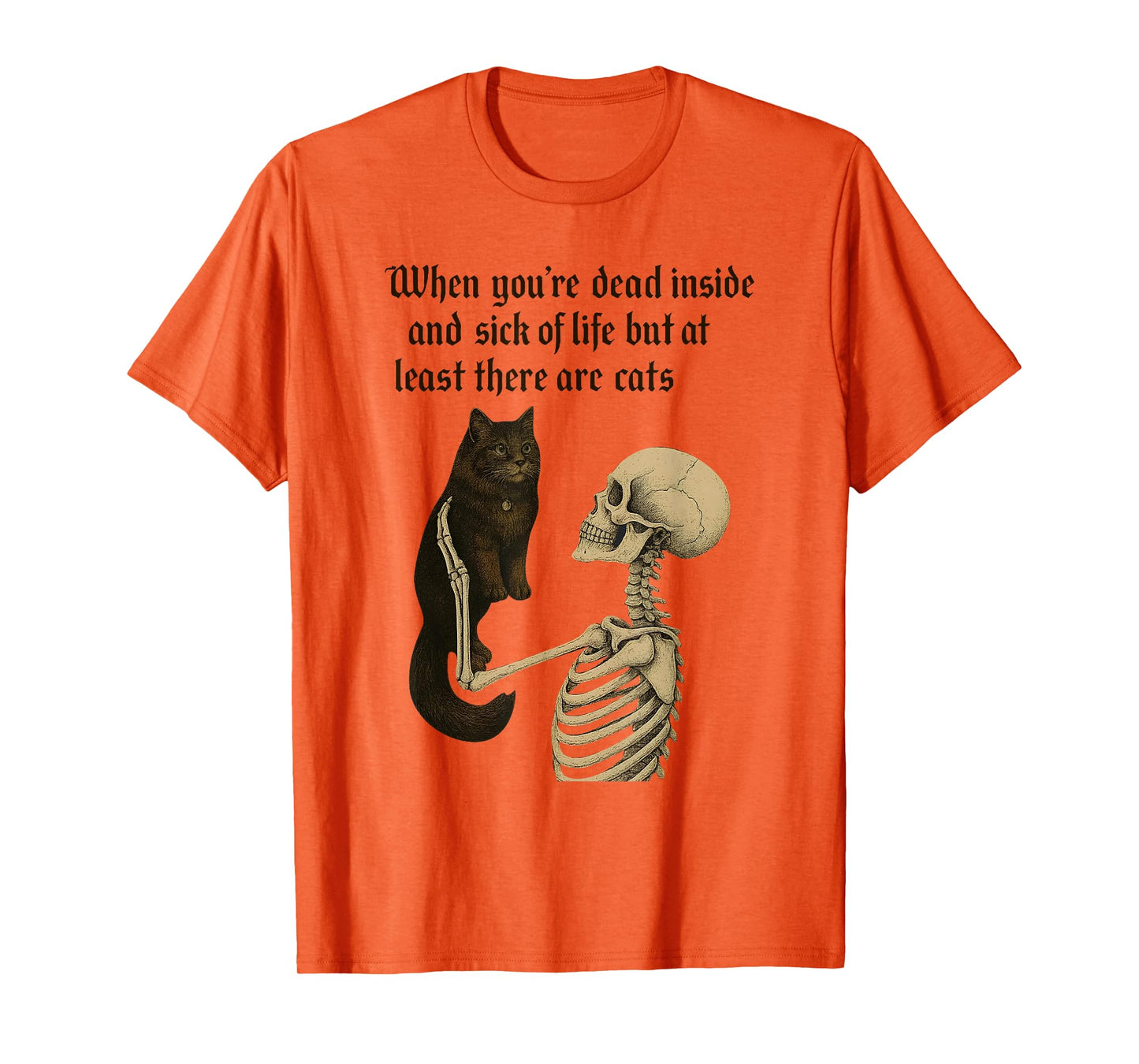 When You're Dead Inside Halloween Skeleton Cat Mom Cat Lover T-Shirt