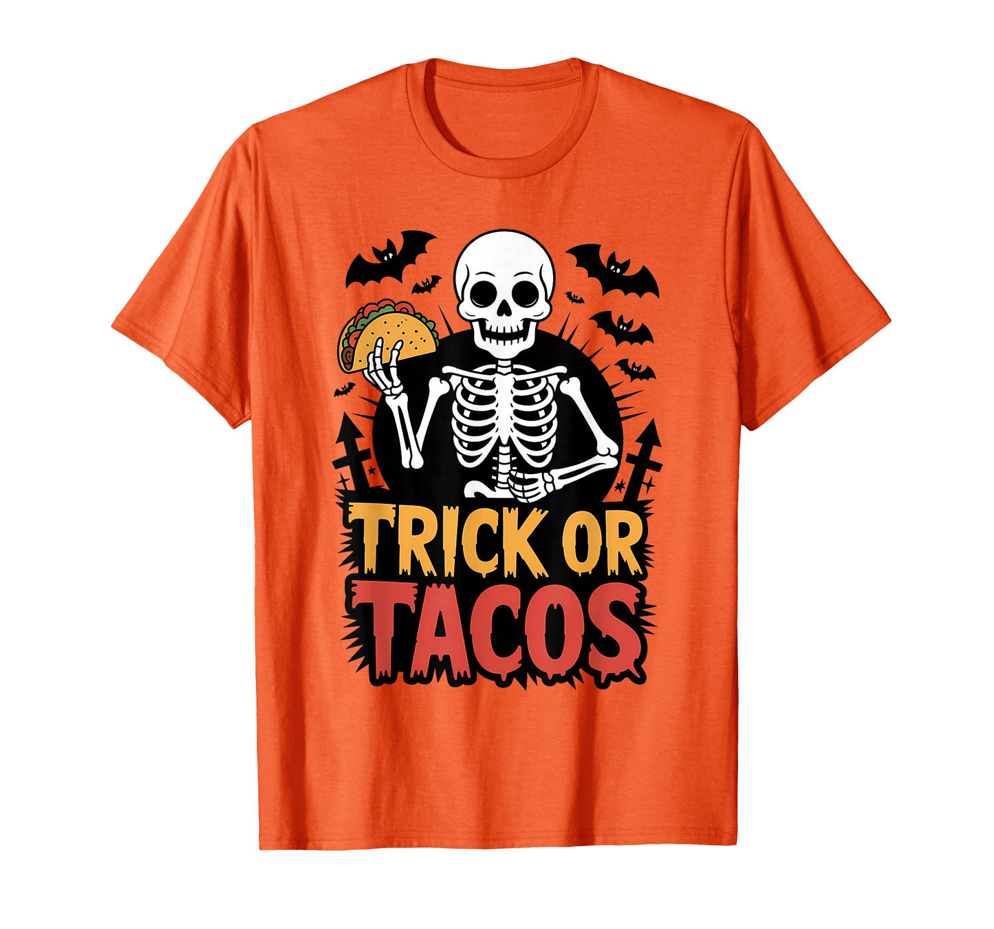 Trick or Tacos Funny Skeleton Foodie Halloween T-Shirt