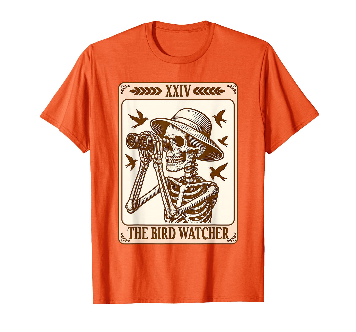 Bird Watching Bird Mom Skeleton The Bird Watcher Tarot Card T-Shirt