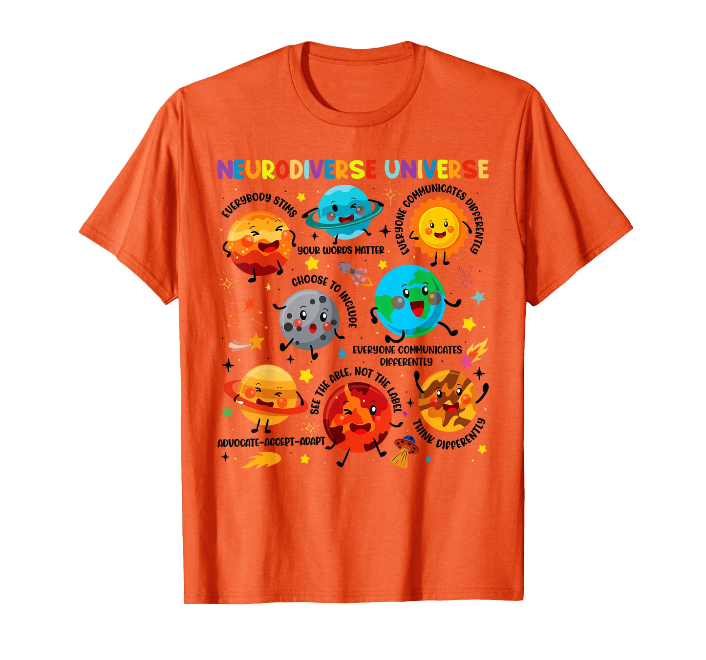 Neurodiverse Universe Space Planet Special Education Teacher T-Shirt