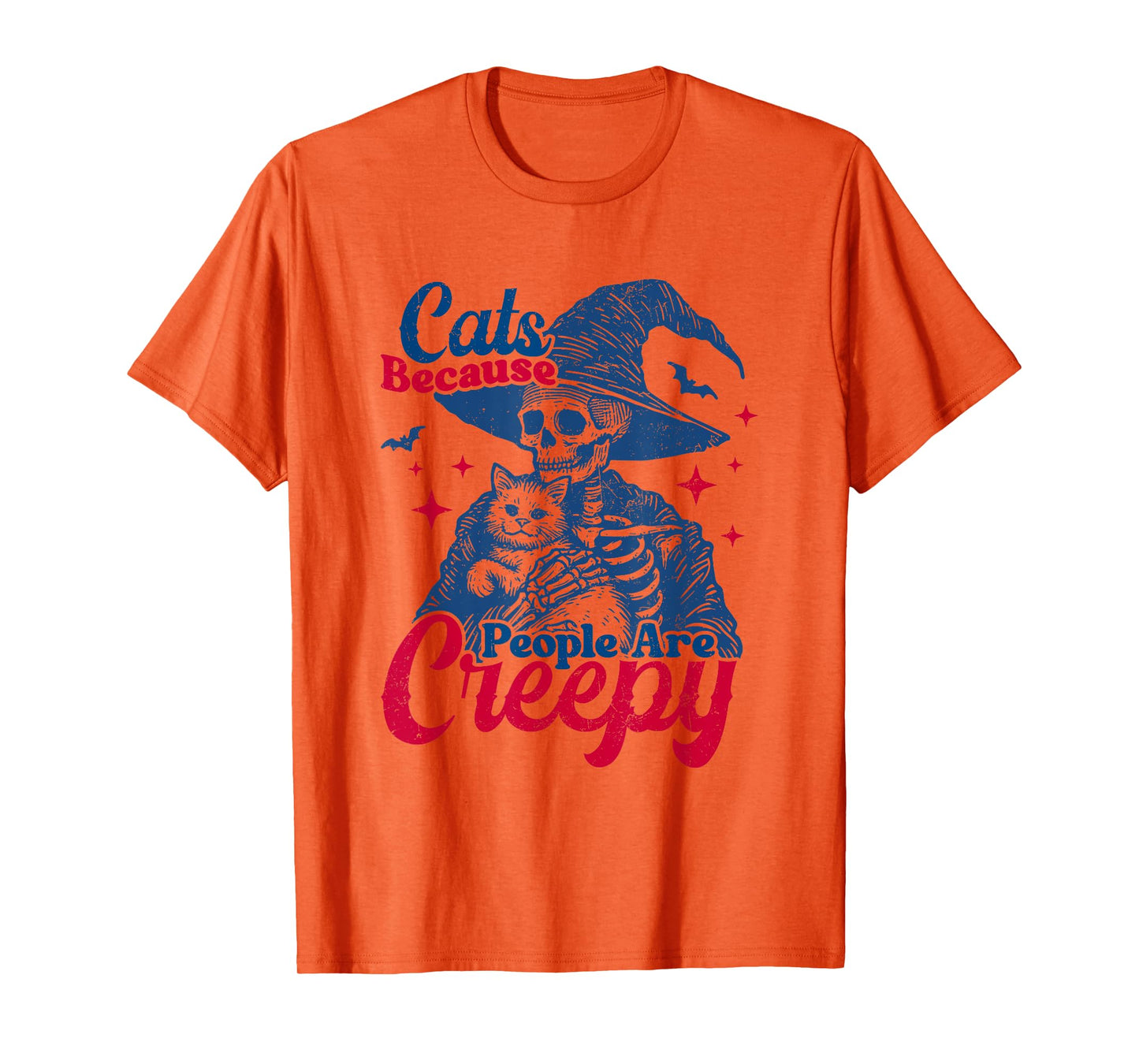 Cats Because People are Creepy Halloween Skeleton Cat T-Shirt