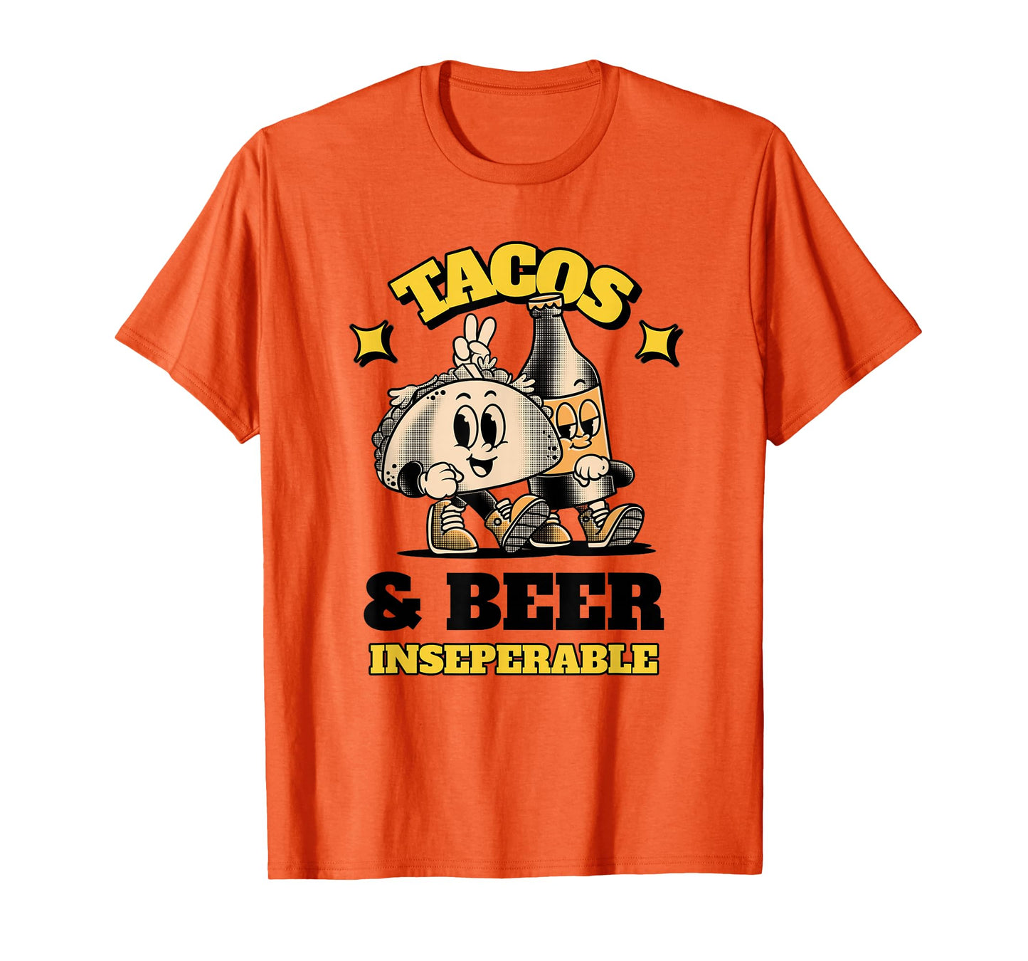 Tacos and Beer (Funny Retro Cartoon Graphic) T-Shirt