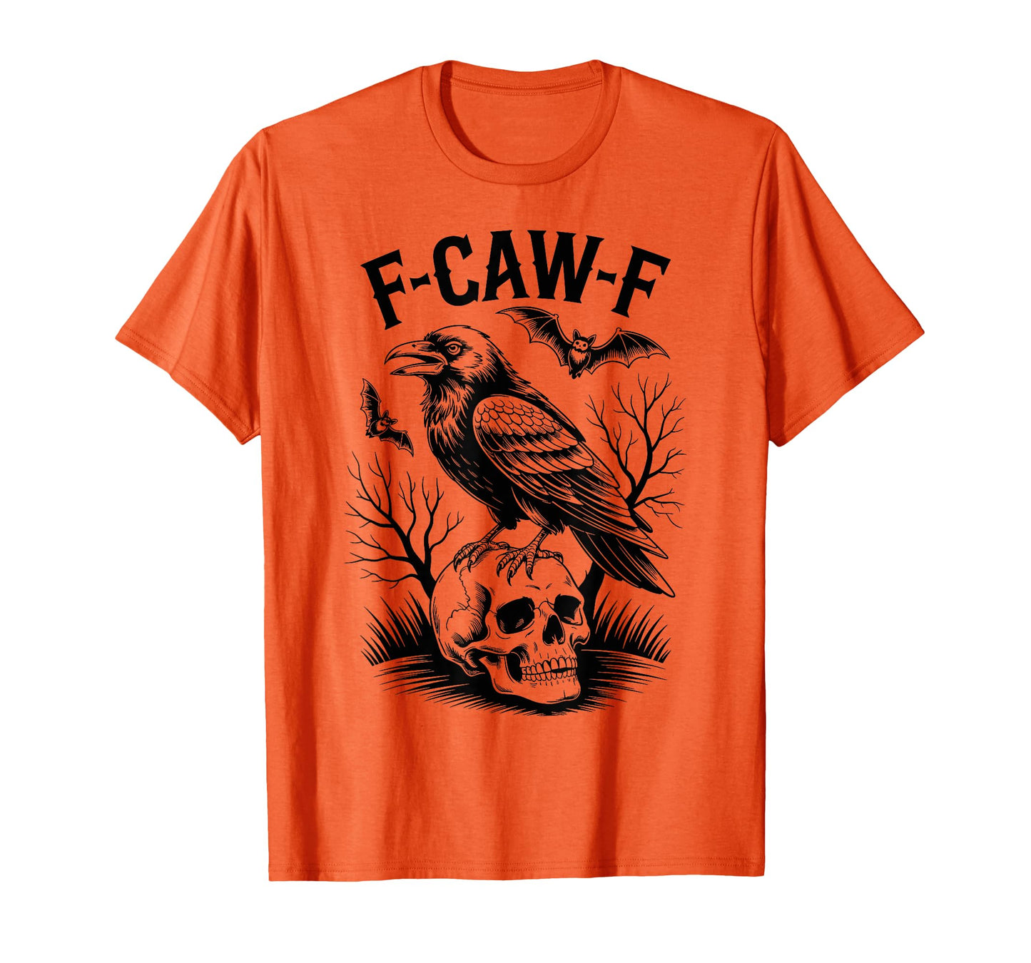 F CAW F Retro Crow Funny Adult Humor Halloween T-Shirt