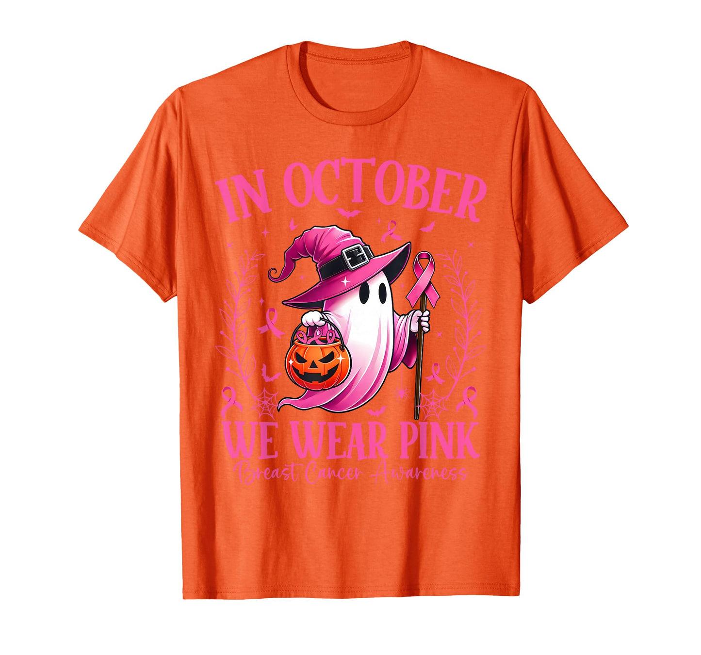 In October We Wear Pink Breast Cancer Awareness Halloween T-Shirt