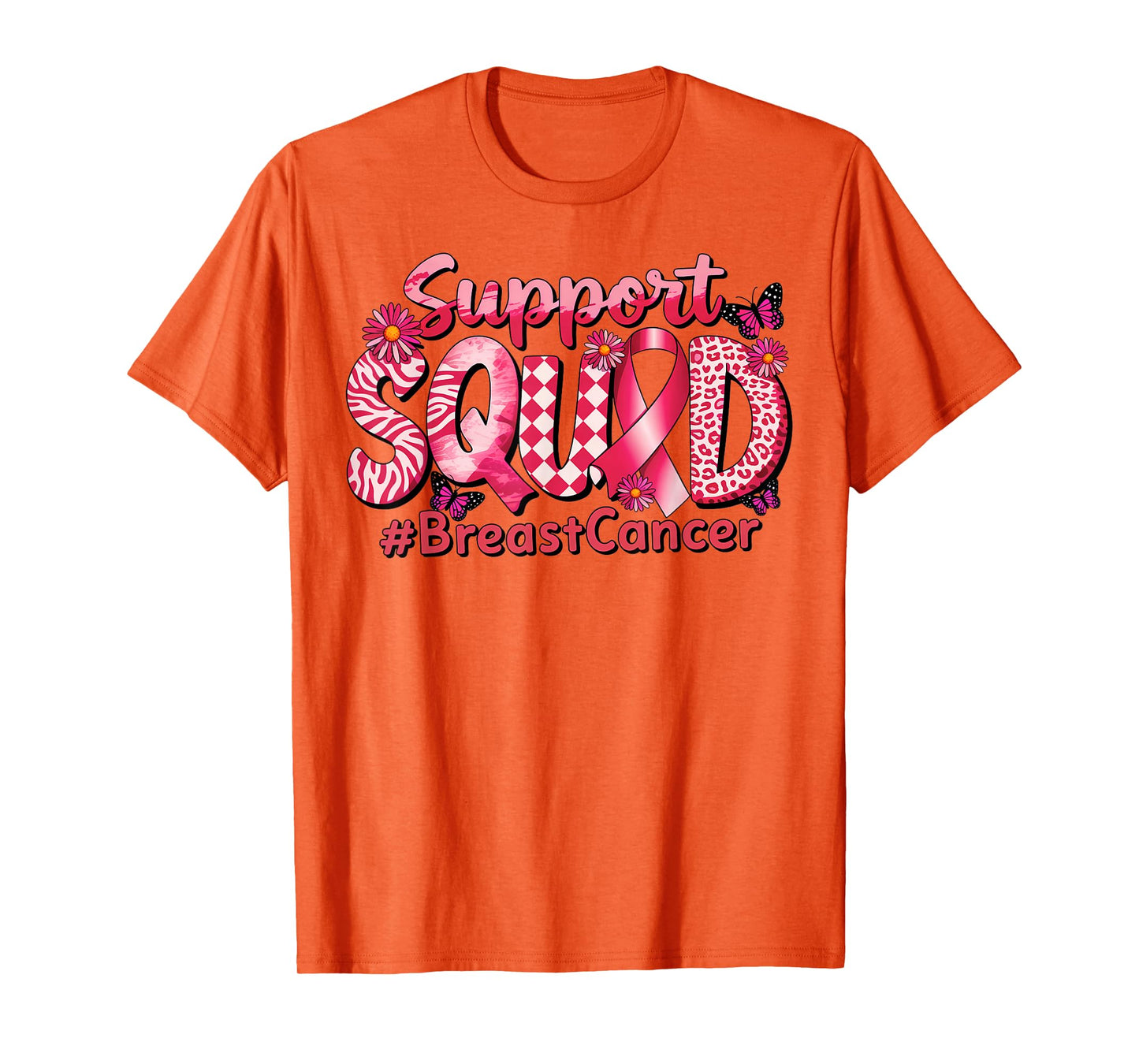 Breast Cancer Warrior Support Squad Pink Ribbon Women T-Shirt