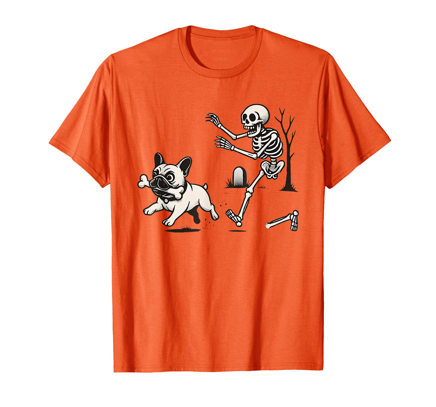 Funny Skeleton Chasing Corgi Halloween Dog Mom Pet Lover T-Shirt