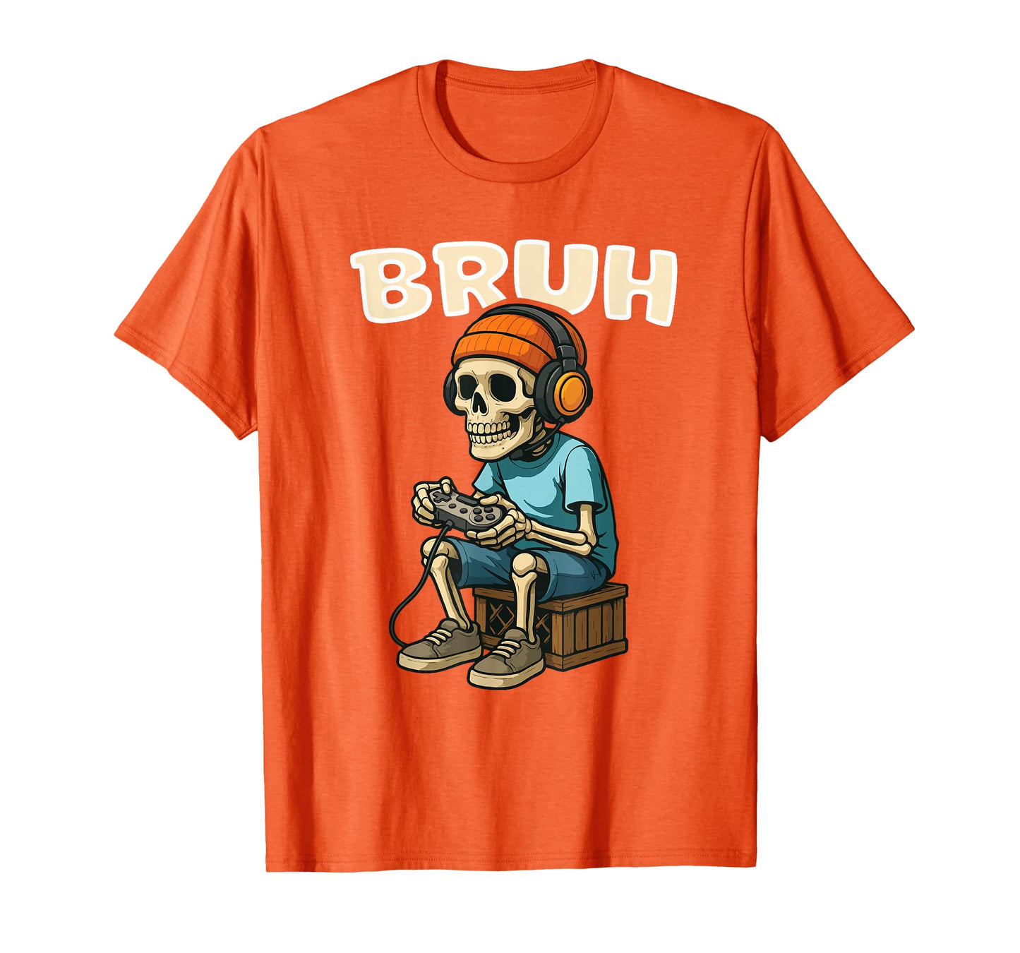 Bruh Skeleton Halloween Video Game Trick Or Treat Kids T-Shirt