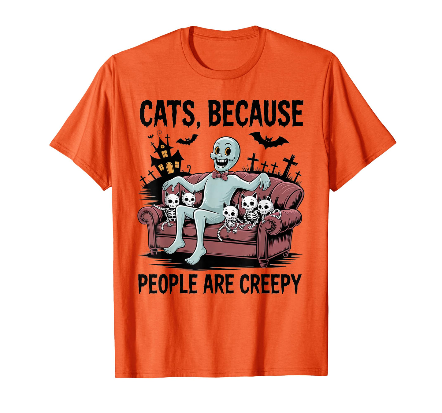 Cats Because People are Creepy Ghost Halloween Cat Mom Kids T-Shirt