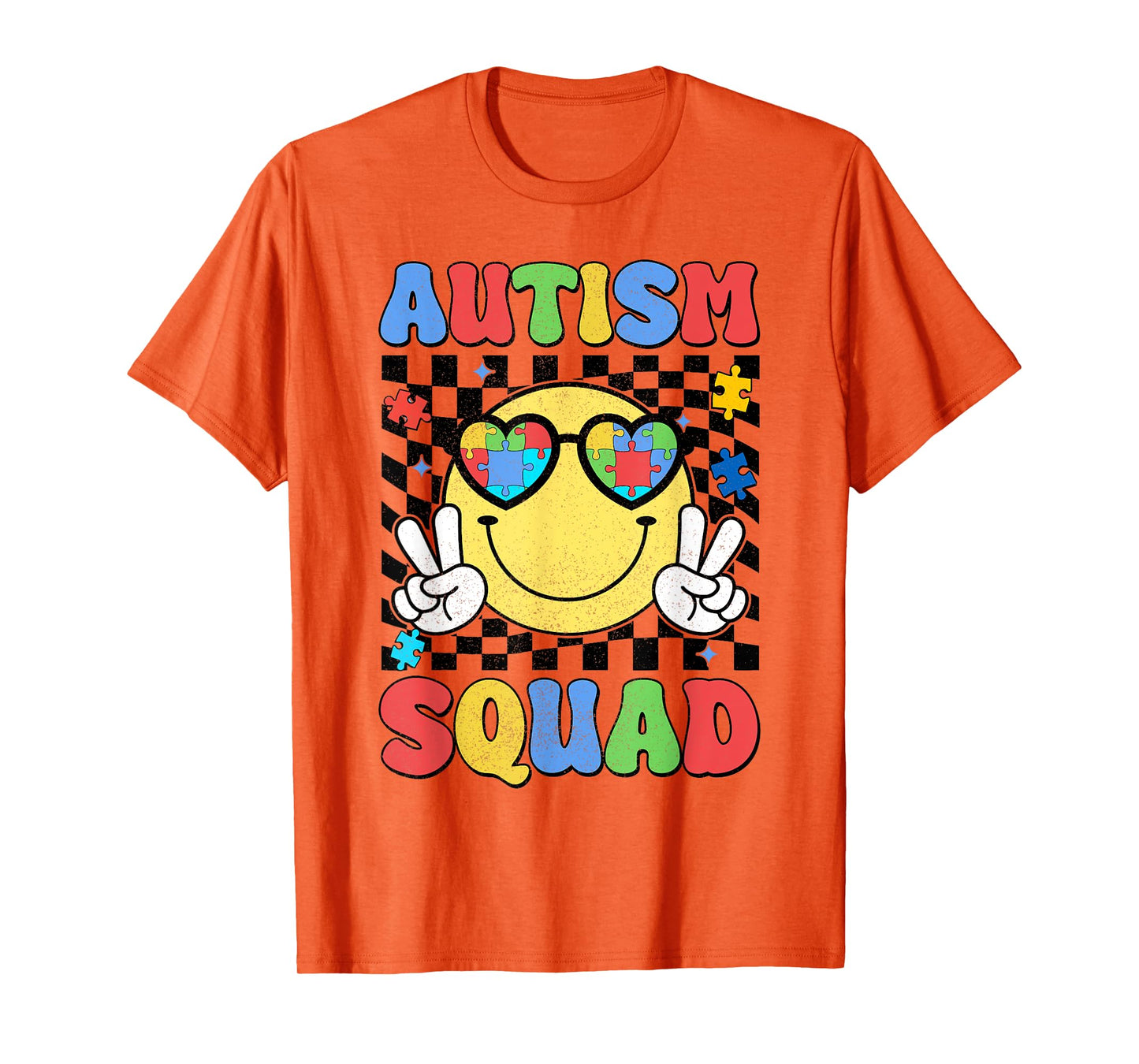Smile Face Autism Awareness Support Squad Blue Ribbon Gifts T-Shirt