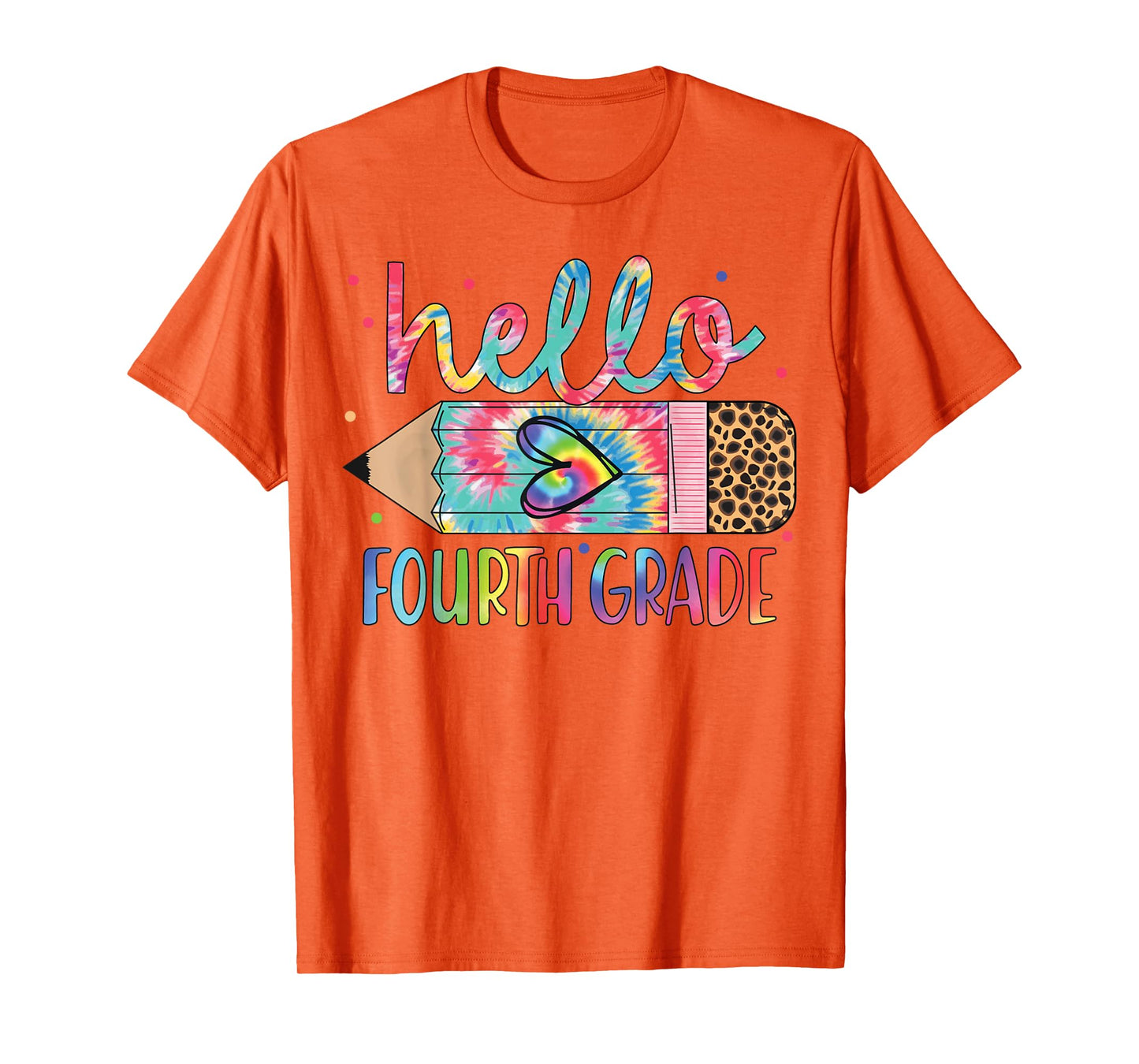 Hello Fourth Grade Tie Dye Pencil Back To School 4th Grade T-Shirt